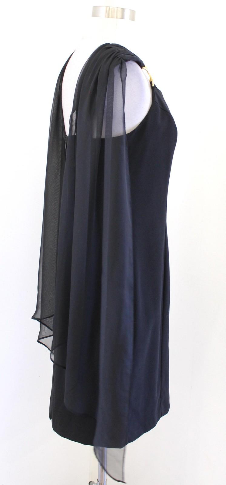 90s Cocktail Dress Womens Sz 10 S ? Black Sweetheart Sheath Chiffon Cape Mini