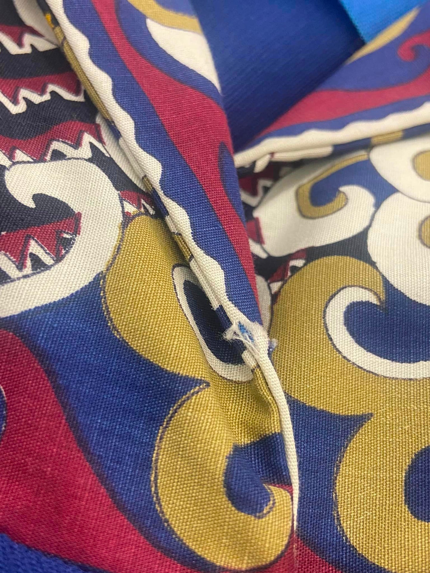 Vtg NWT Deadstock Navy Blue Yellow Printed Belted Shirt Dress Size 12 70s 80s