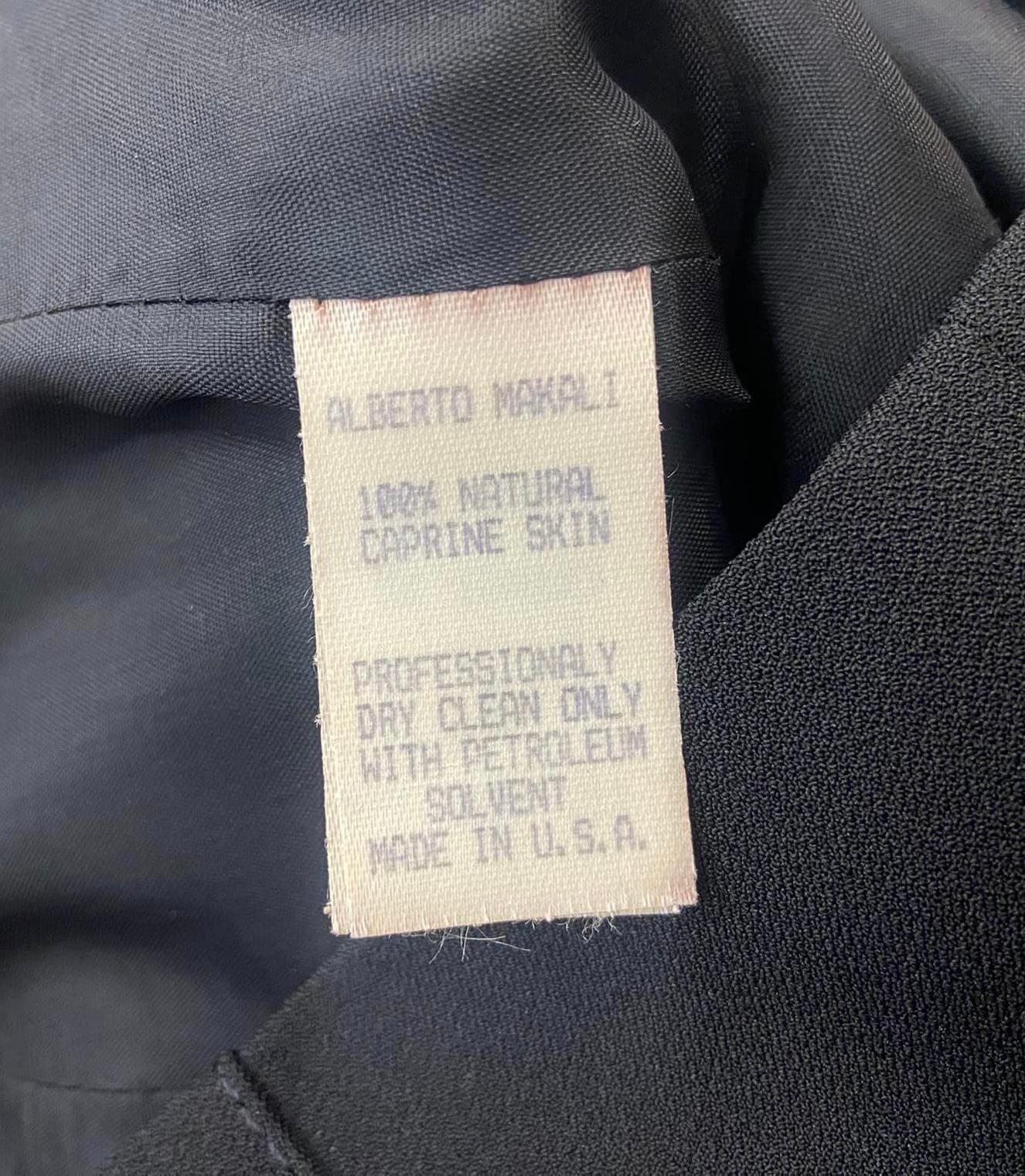 Vtg Alberto Makali Black Goat Hair Leather Zip Front Crop Moto Jacket Size 4