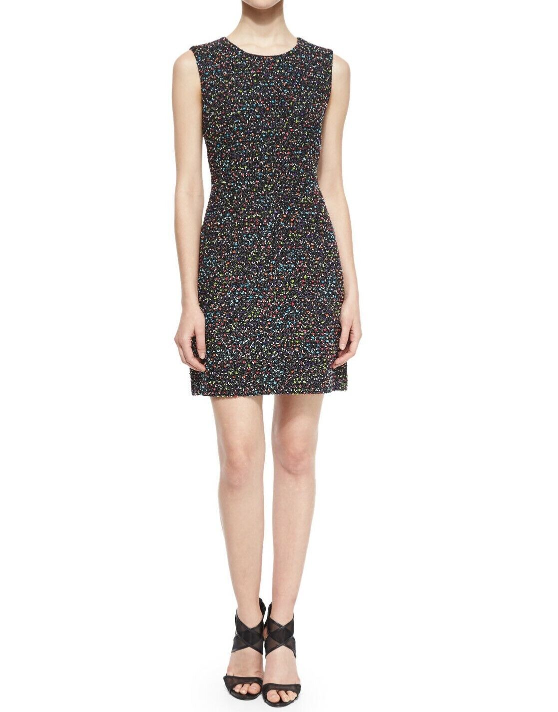 Diane Von Furstenberg Carrie Two Rainbow Confetti Boucle Tweed Sheath Dress Sz 2