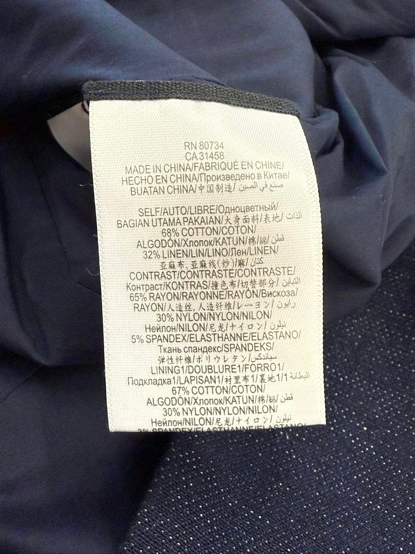 NWT BCBG Max Azria Cliff Navy Blue Gray Color Block Blazer Jacket Size S Linen