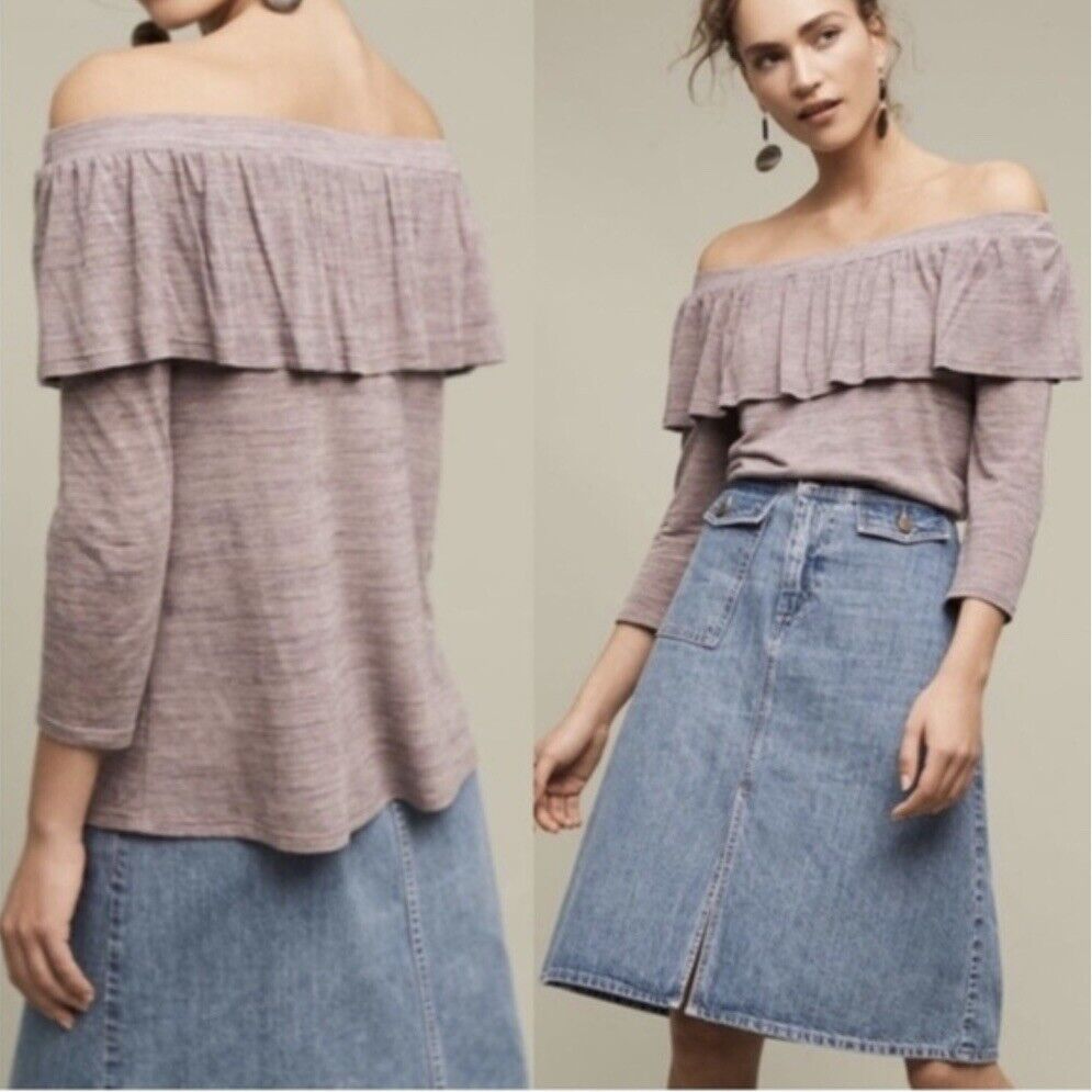 NWT Dolan Anthropologie Charla Heather Knit Off the Shoulder Top Blouse Size S