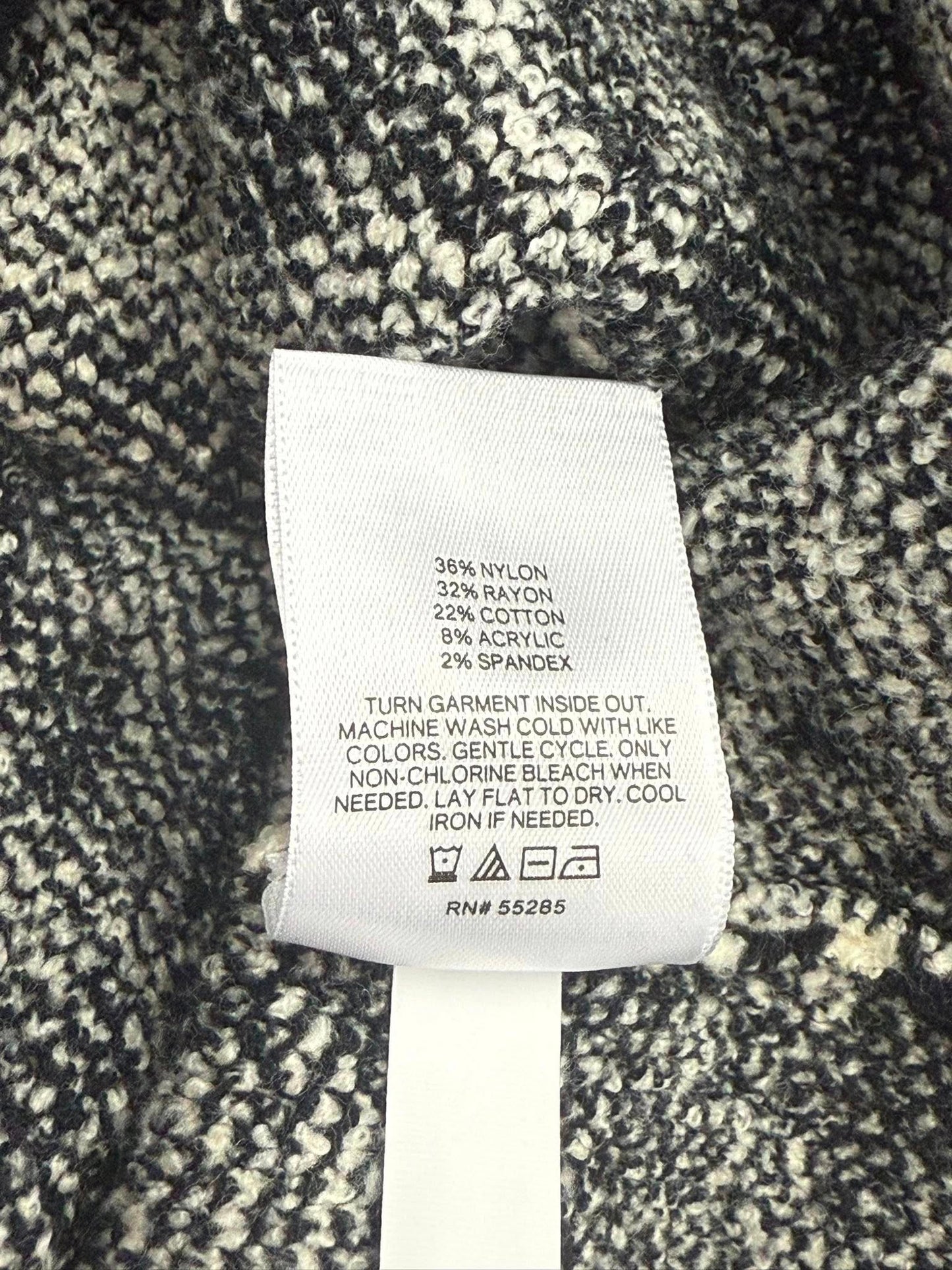 NWT Express Black Cream Houndstooth Mock Neck Mini Fitted Sweater Dress Size S