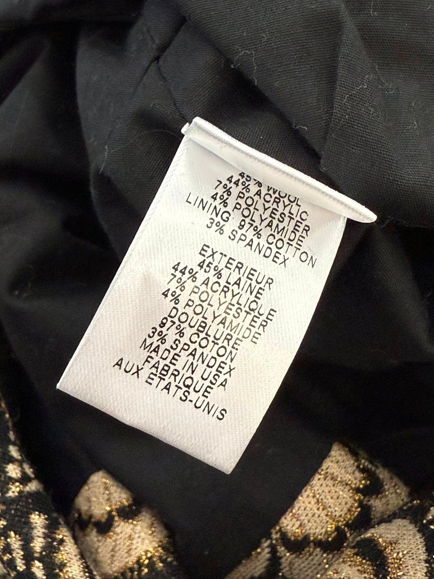 Diane Von Furstenberg Randi Wool Blend Metallic Evening Jacket Coat Size 4 Gold