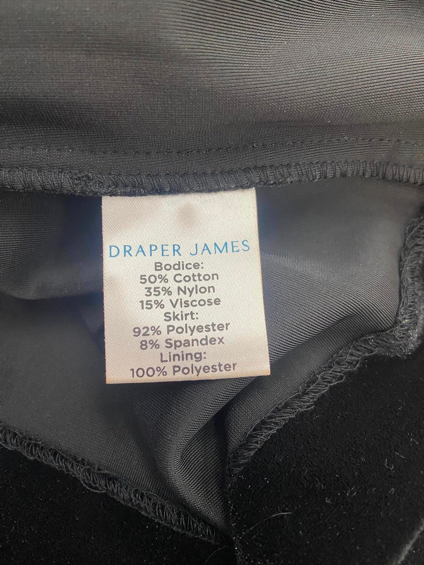 Draper James Black Velvet Lace Contrast Cocktail Party Dress Sz 2 A Line Sheath