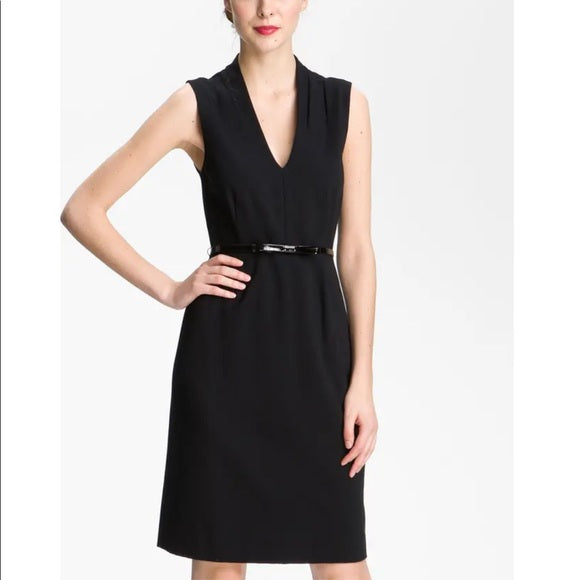 Kate Spade Womens Rock the Casbah Solid Black V Neck Knit Sheath Dress Size 10