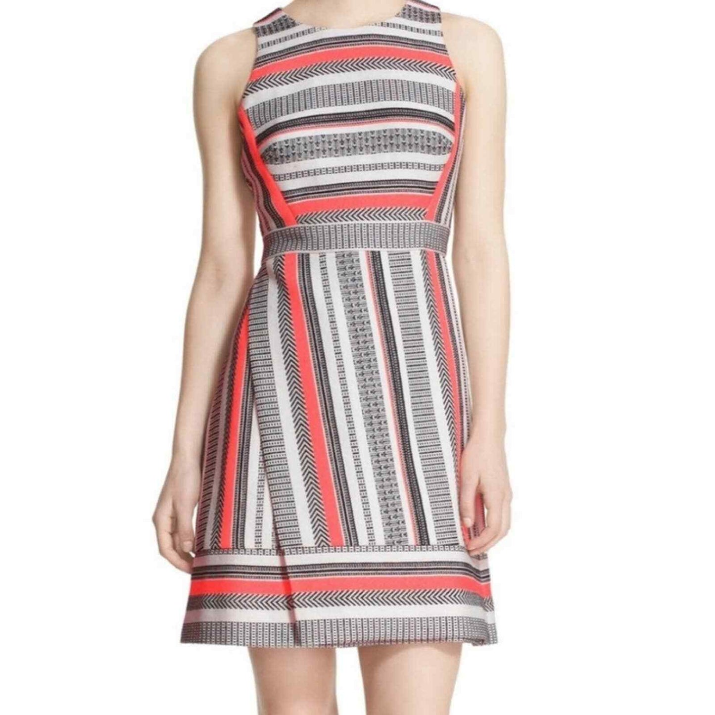 Kate Spade Flights of Fancy Ribbon Jacquard Neon Striped Tweed Dress Size 4