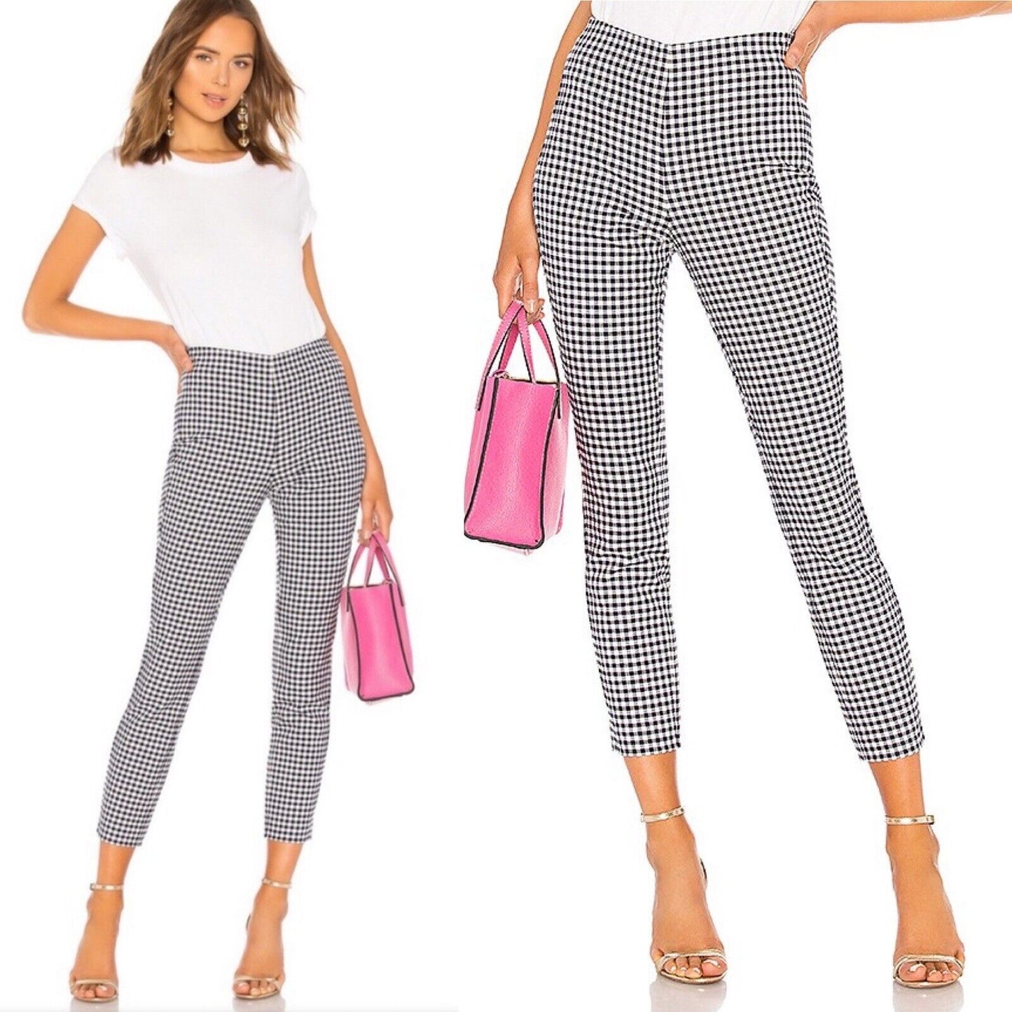 Rag and Bone Simone Blue White Gingham Plaid Cropped Pants Trousers Size 4