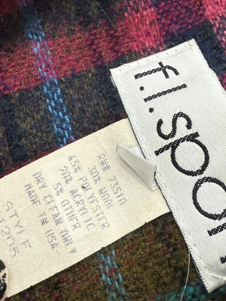 Vtg 90s Colorful Patchwork Plaid Suede Trim Wool Blend Jacket Size L Retro Boho