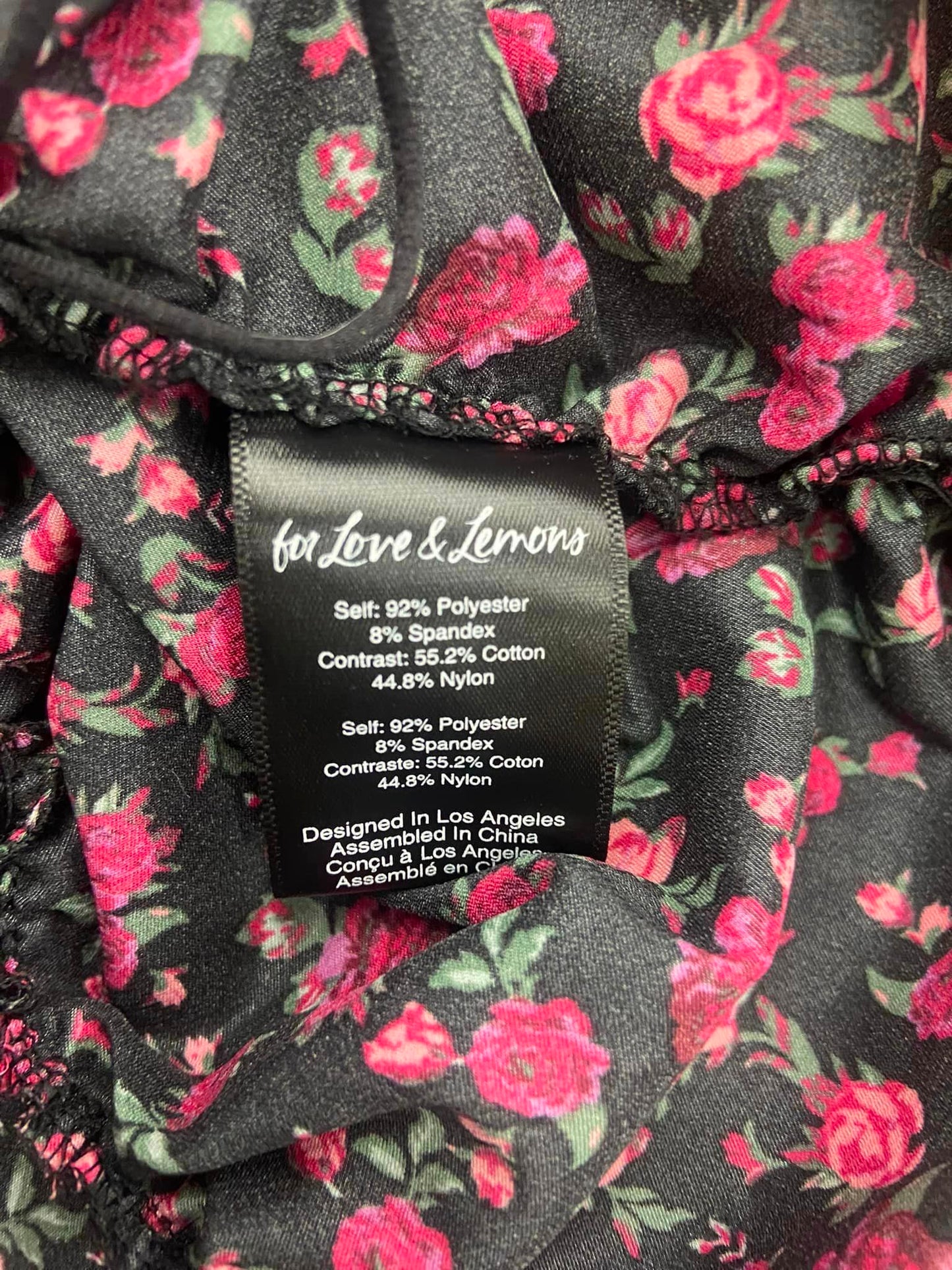 NWT For Love and Lemons Melrose Black Pink Floral Ruched Mini Dress Sz S Bustier