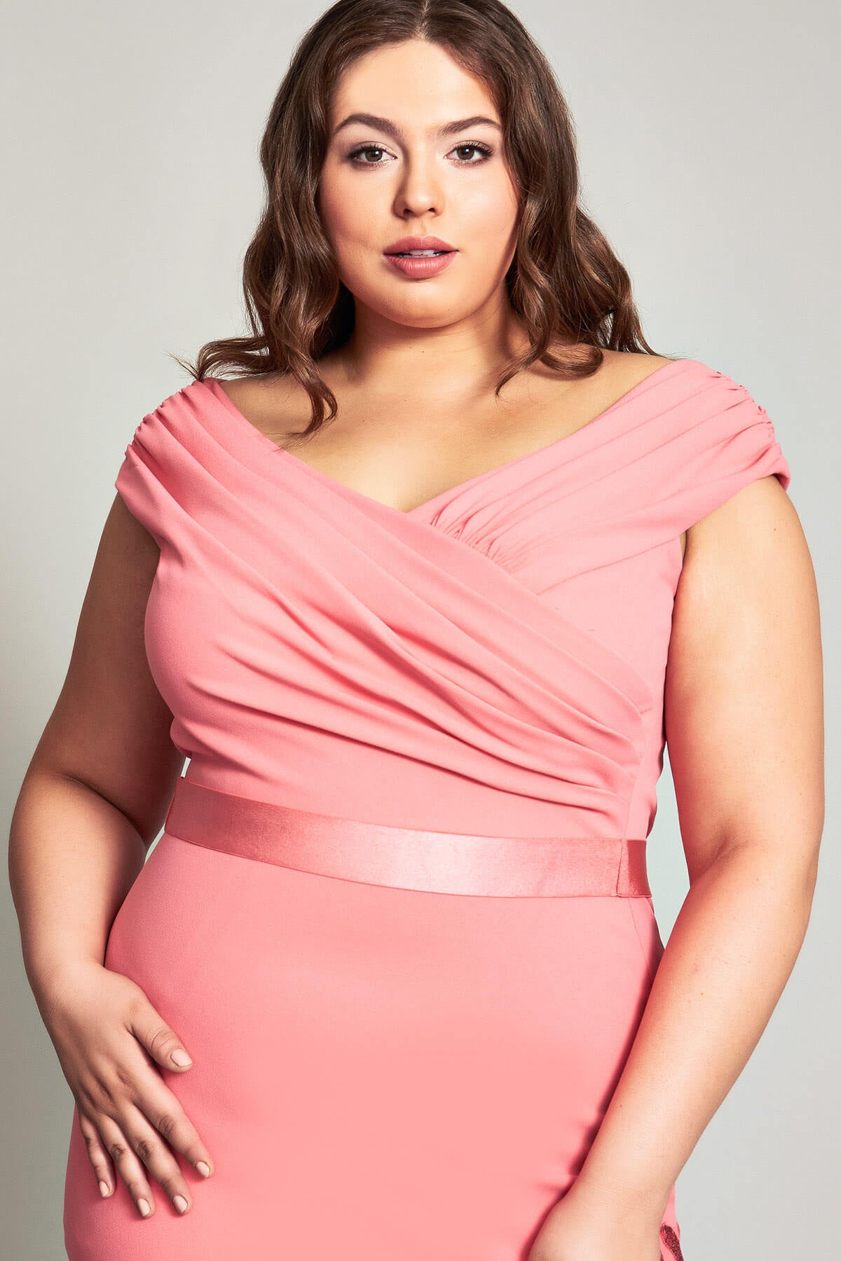 NWT Tadashi Shoji Coral Crisscross Bodice Sequin Cocktail Evening Dress Size 3X