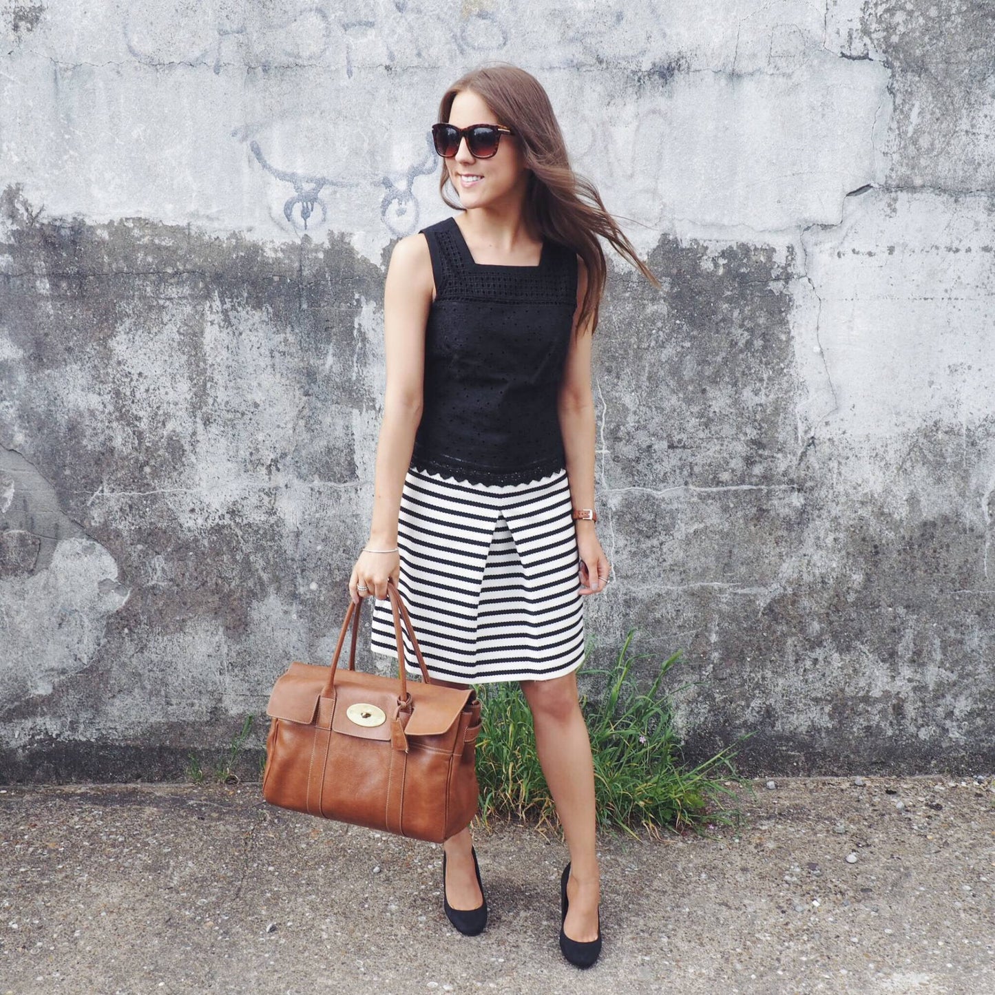 NWT Karen Millen Lace Contrast Black White Striped A Line Mini Dress Size Us 4