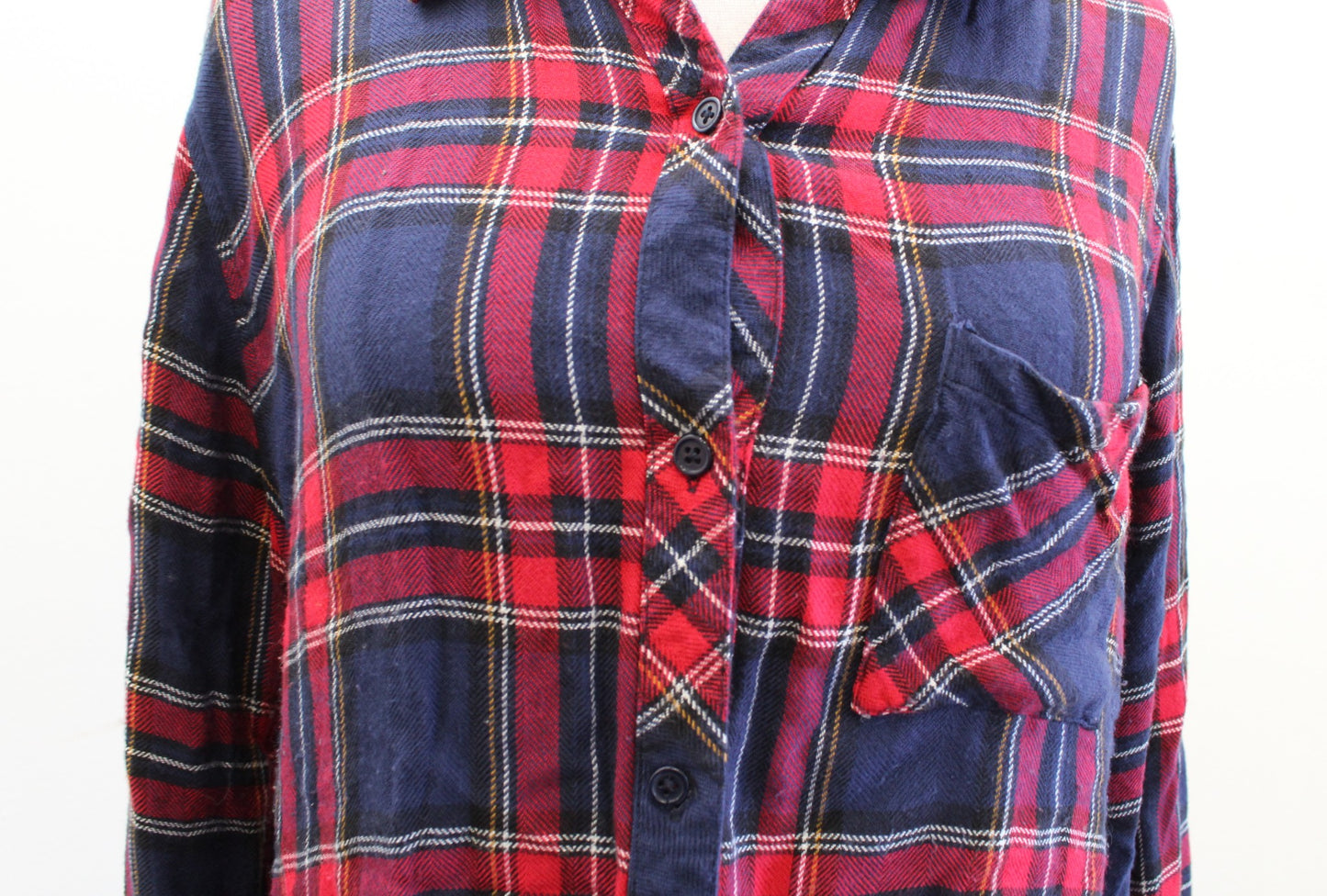 Rails Womens Red Navy Blue Plaid Button Front Pocket Shirt Blouse Size L
