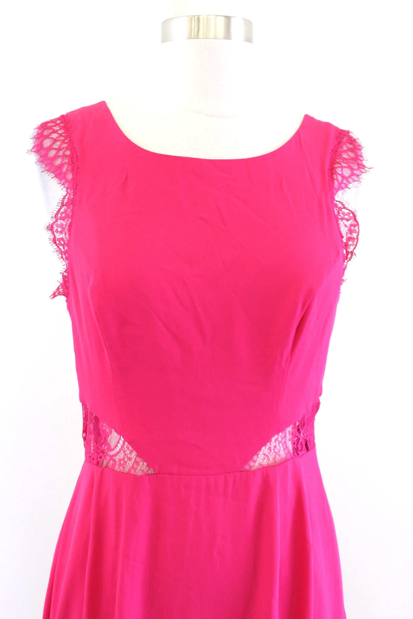 BCBG Max Azria Karey Berry Pink Lace Open Back Evening Formal Dress size 6