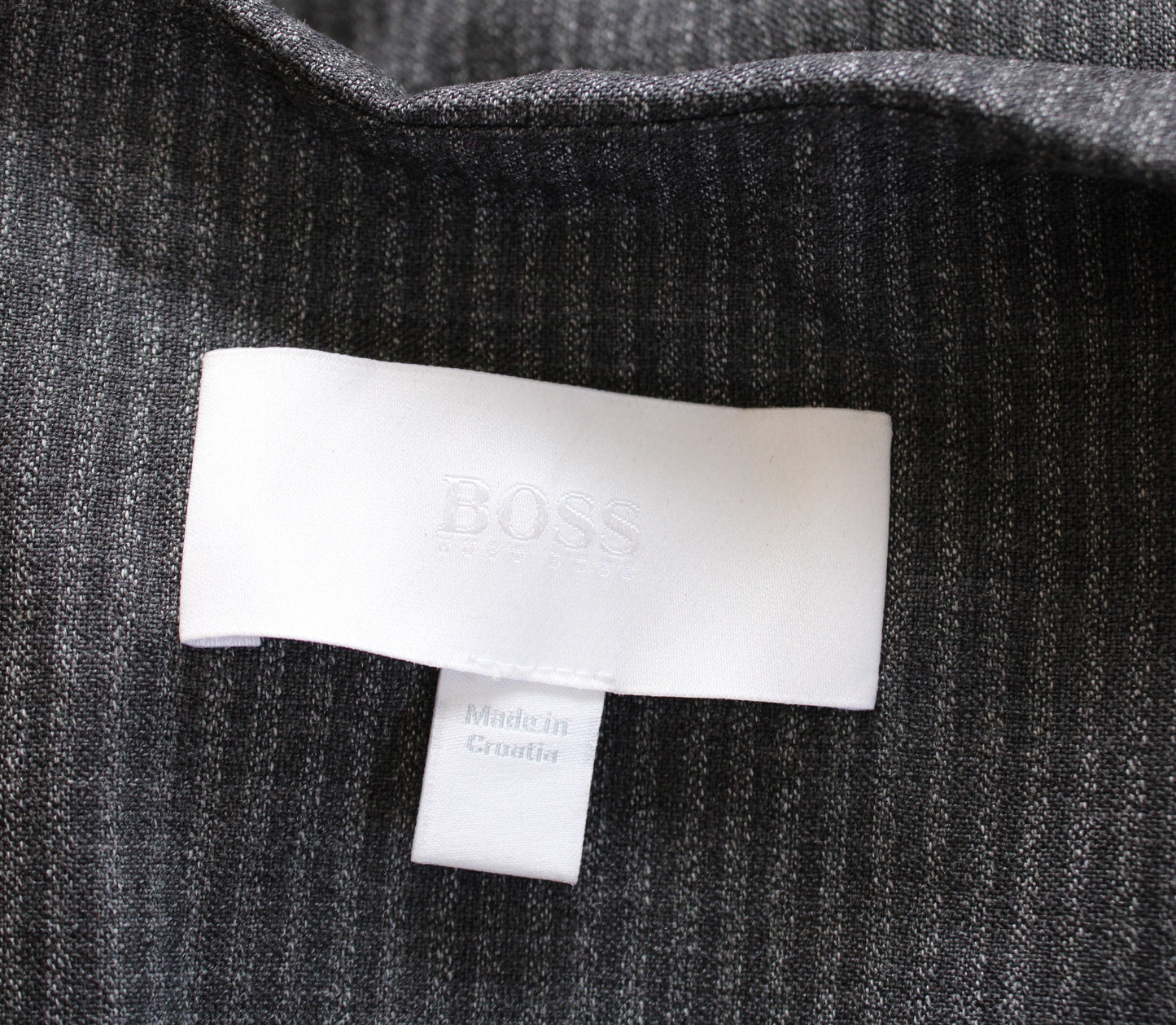 Boss Hugo Boss Jasmya Gray Striped Layered Collarless Blazer Jacket Size 6 Wool