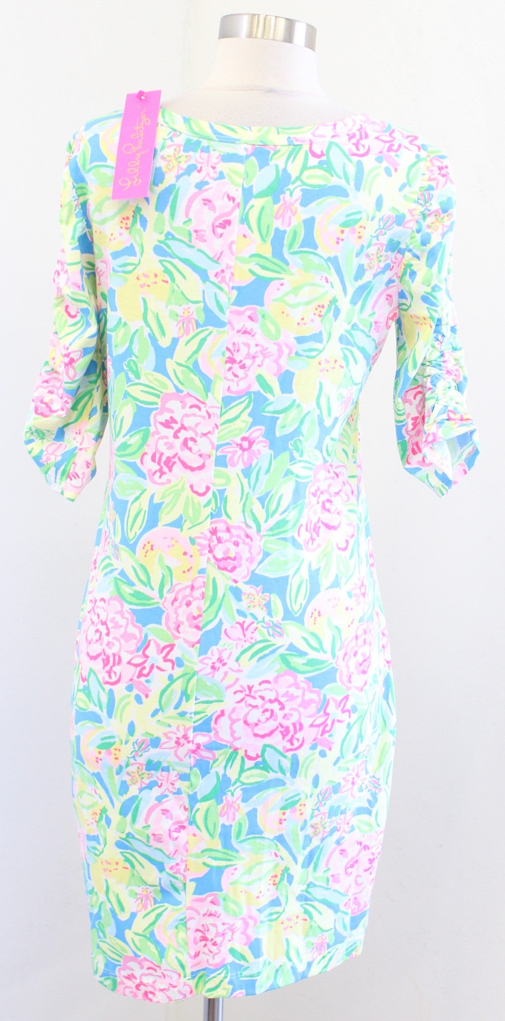 NWT Lilly Pulitzer Belden Grove Garden Floral Print T Shirt Dress Cinch Sleeve S