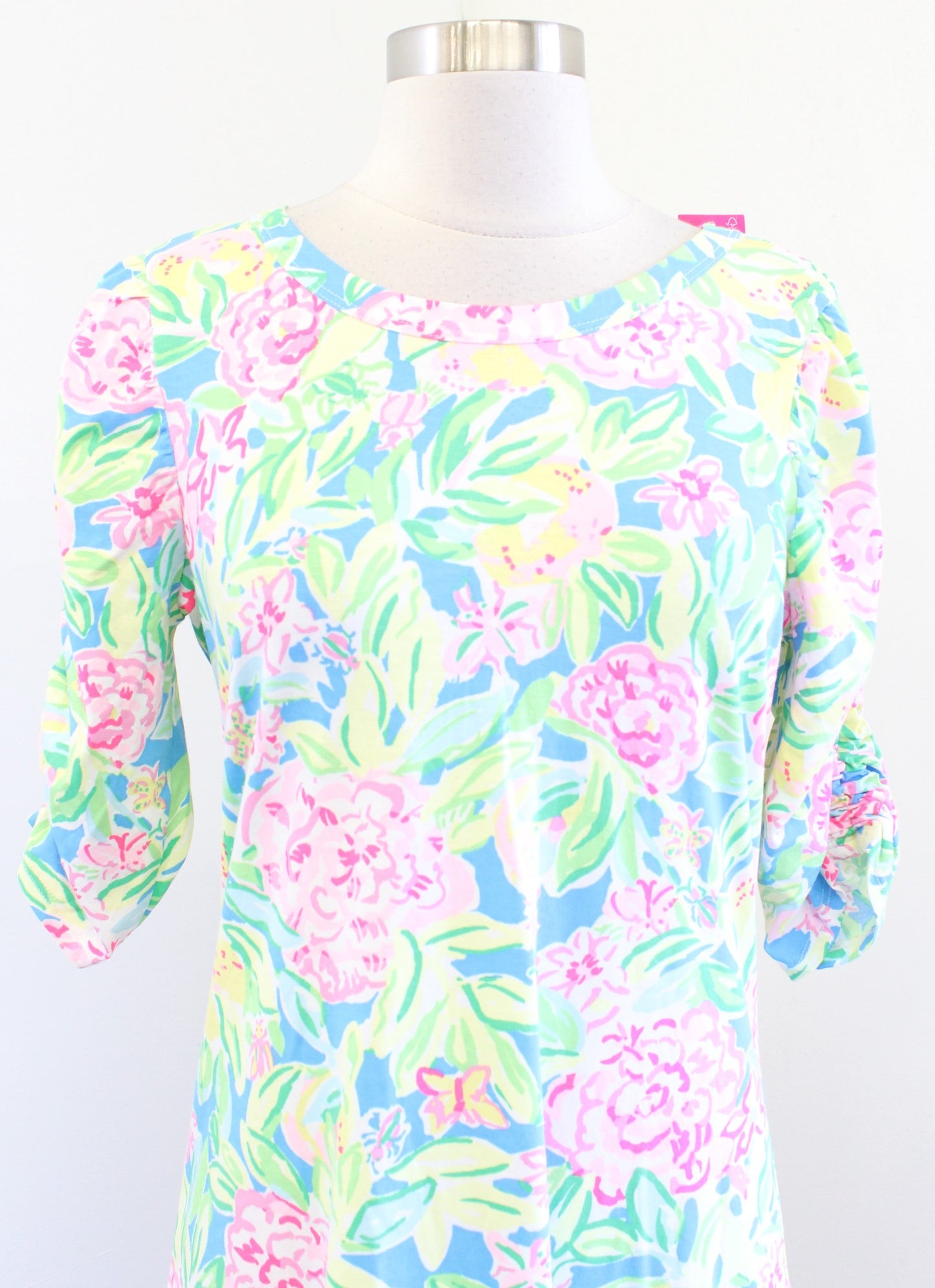 NWT Lilly Pulitzer Belden Grove Garden Floral Print T Shirt Dress Cinch Sleeve S