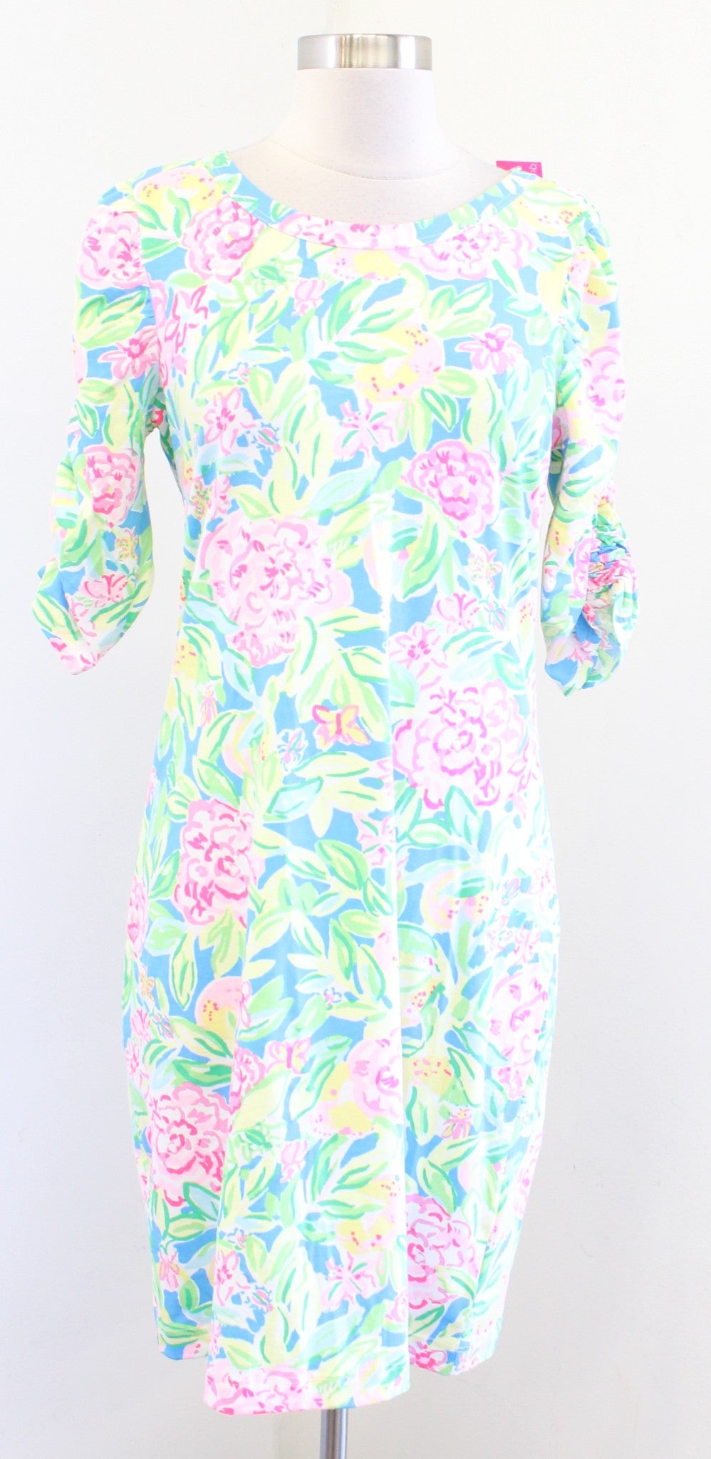 NWT Lilly Pulitzer Belden Grove Garden Floral Print T Shirt Dress Cinch Sleeve S