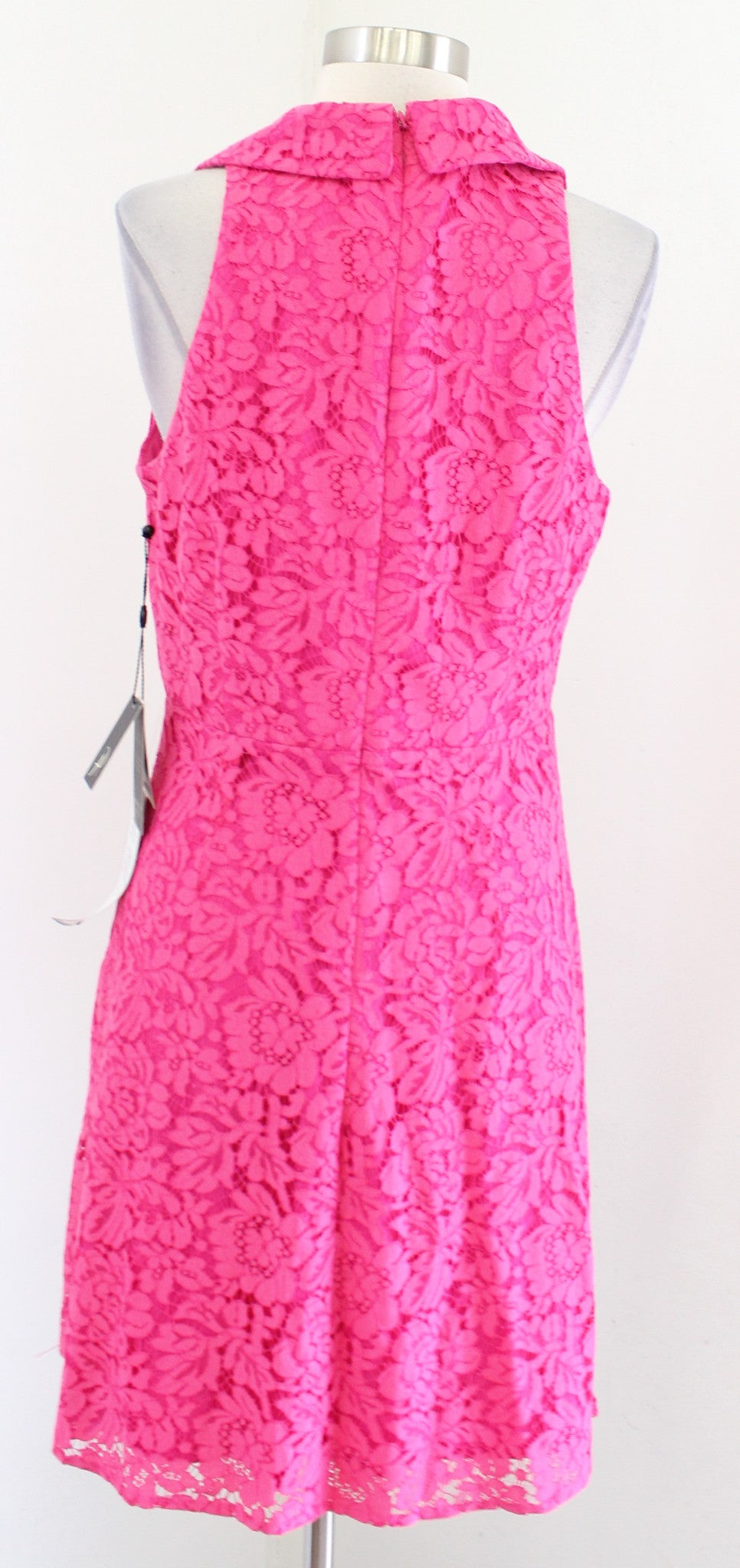 NWT Adrianna Papell Pink Lace Tuxedo Style Faux Wrap Cocktail Party Dress Size 8