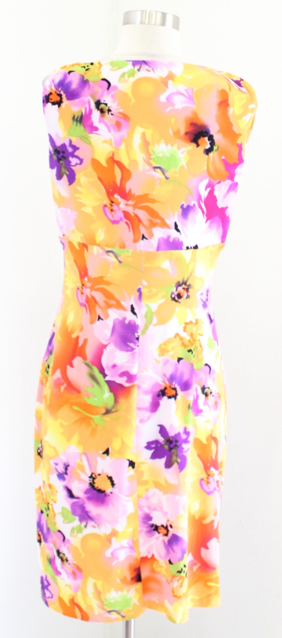 Lauren Ralph Lauren Colorful Floral Ruched Wiggle Sheath Dress Size 8 Yellow