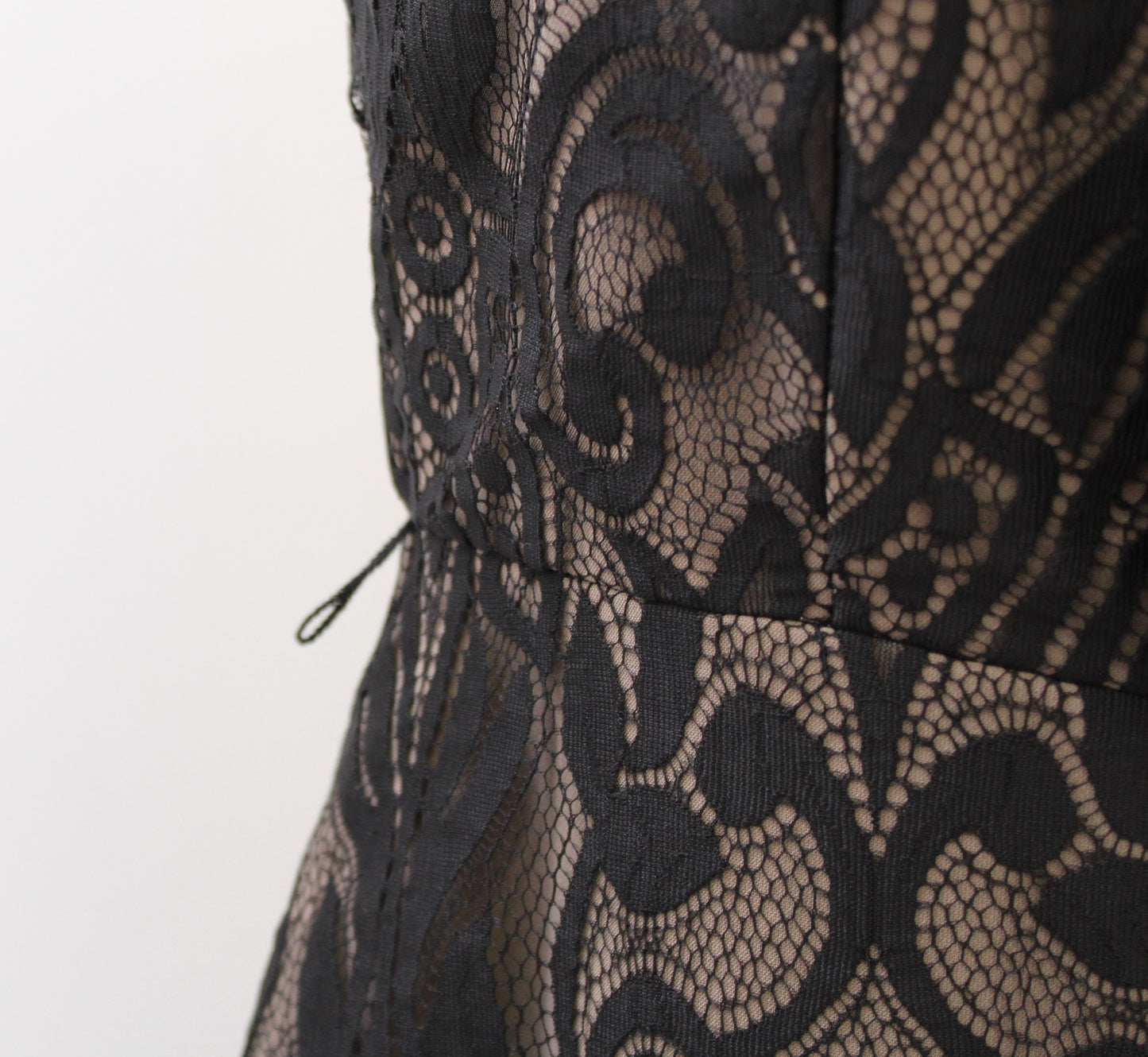 Eva Franco Anthropologie Black Lace Illusion Bow Neck Sheath Dress Size 10