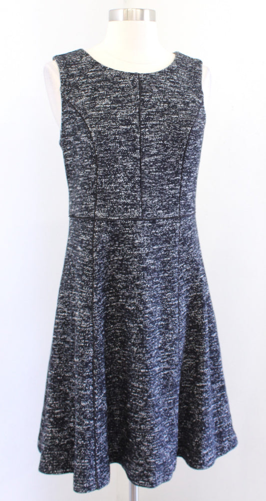Talbots Berekley Black White Tweed Seamed Fit and Flare Dress Sleeveless Size 4P