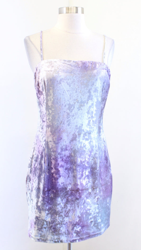 NWT Lulus Whatever Forever Tie Dye Crushed Velvet Bodycon Mini Dress Size S