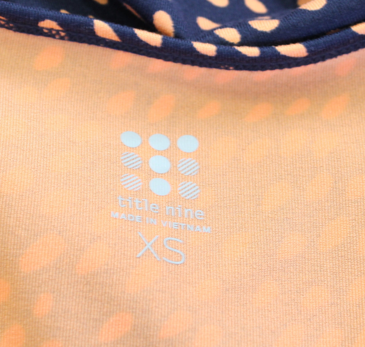 Title Nine Buttah Navy Blue Orange Alpha Dot Print Racerback Athletic Dress XS