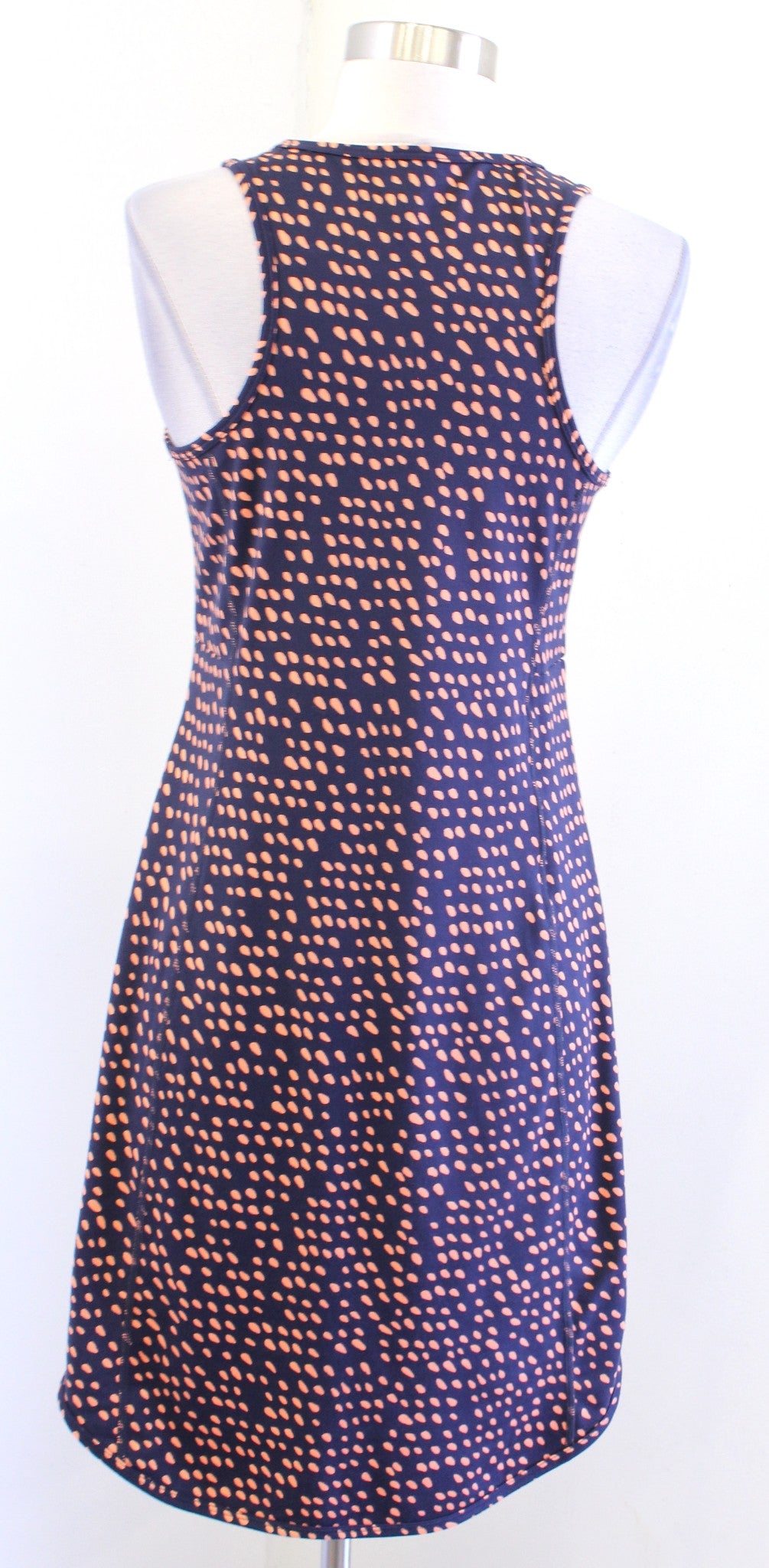 Title Nine Buttah Navy Blue Orange Alpha Dot Print Racerback Athletic Dress XS