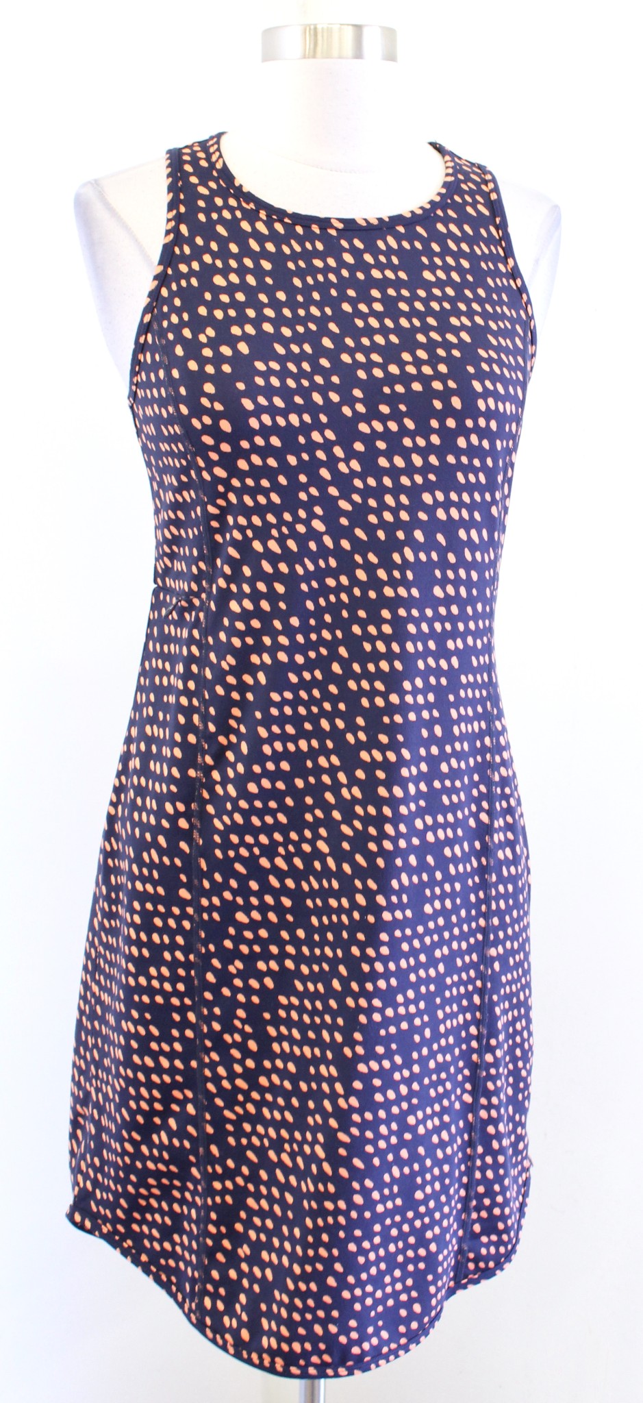 Title Nine Buttah Navy Blue Orange Alpha Dot Print Racerback Athletic Dress XS