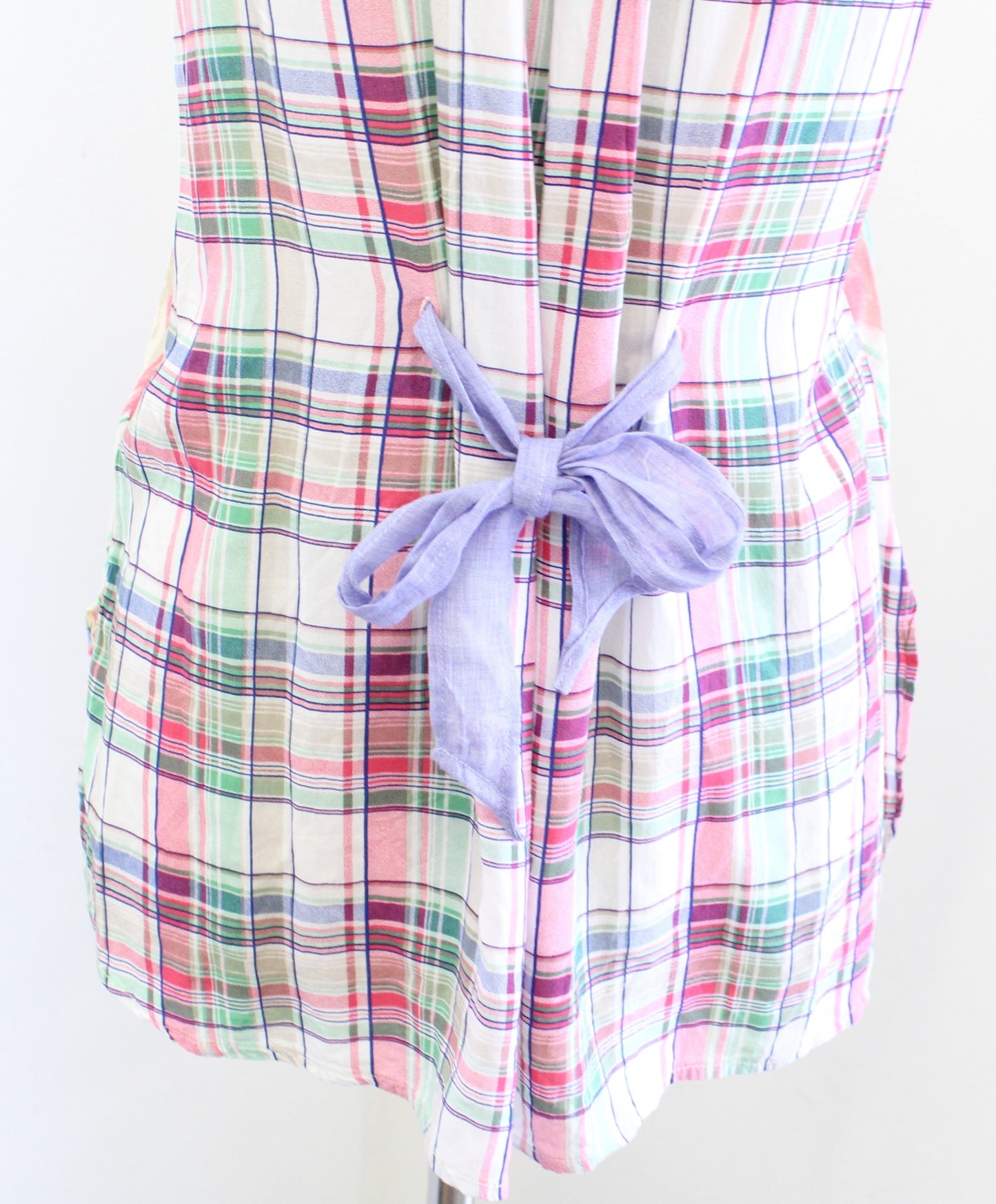 Aratta Silent Journey Floral Plaid Color Block Tank Top Blouse Size S Cream