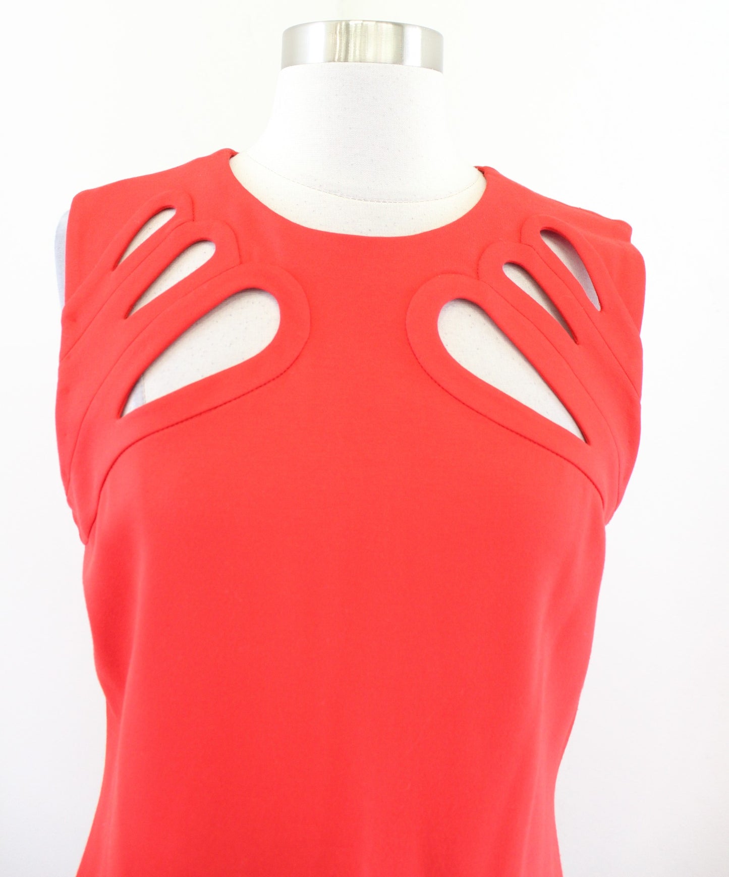 Diane Von Furstenberg Sidra Red Ponte Knit Cutout Neckline Sheath Dress Size 10