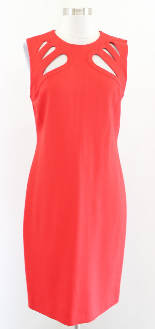 Diane Von Furstenberg Sidra Red Ponte Knit Cutout Neckline Sheath Dress Size 10