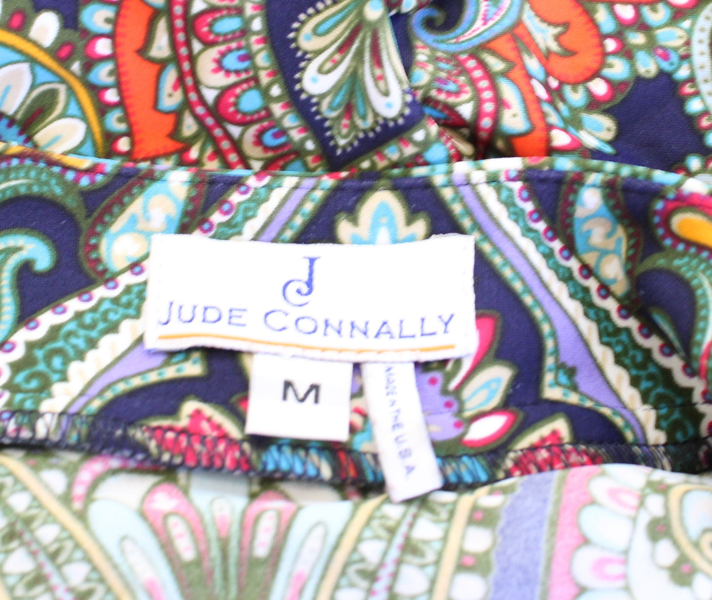 Jude Connally Navy Blue Multi Color Paisley Print Jude Cloth Tunic Dress Size M