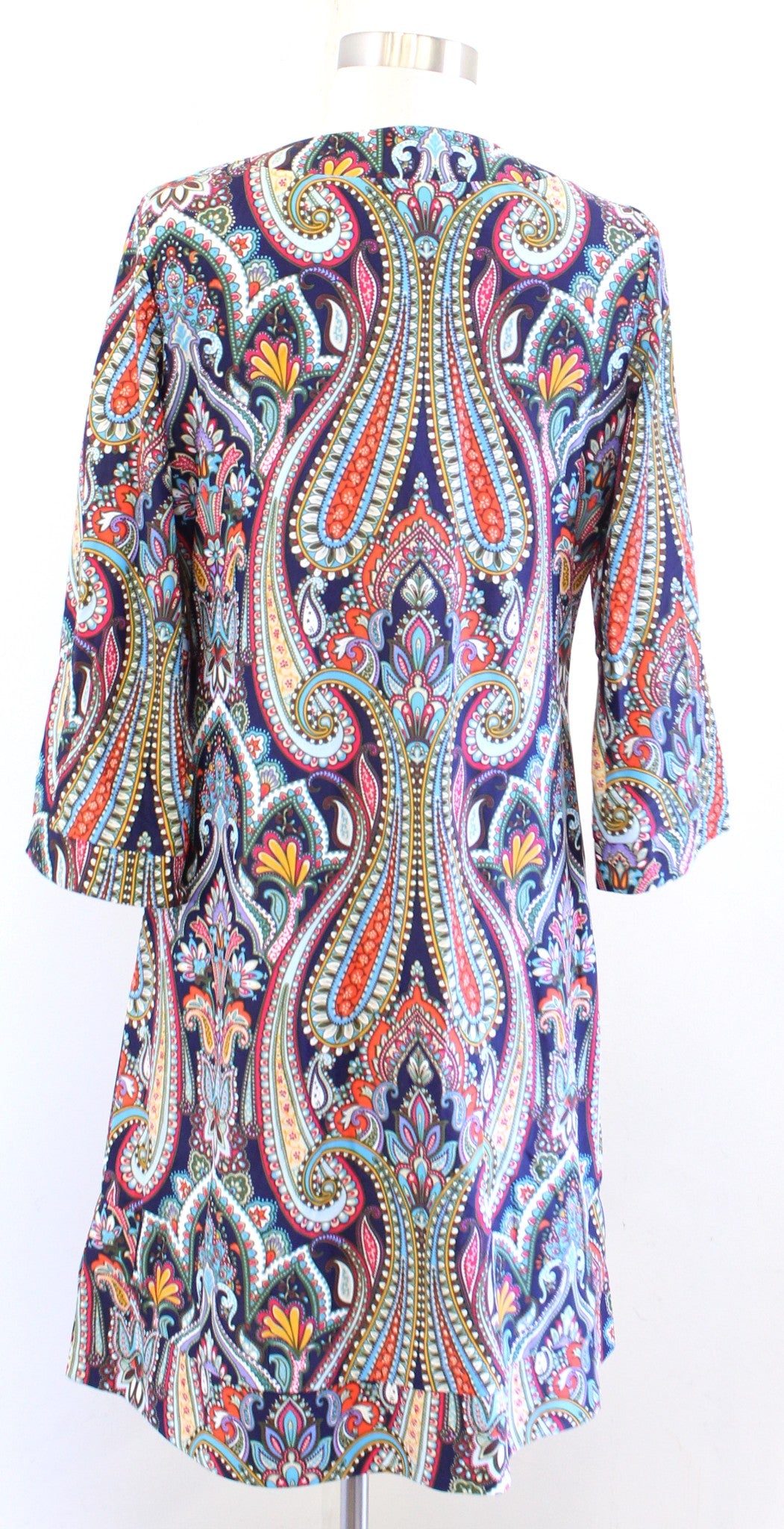 Jude Connally Navy Blue Multi Color Paisley Print Jude Cloth Tunic Dress Size M