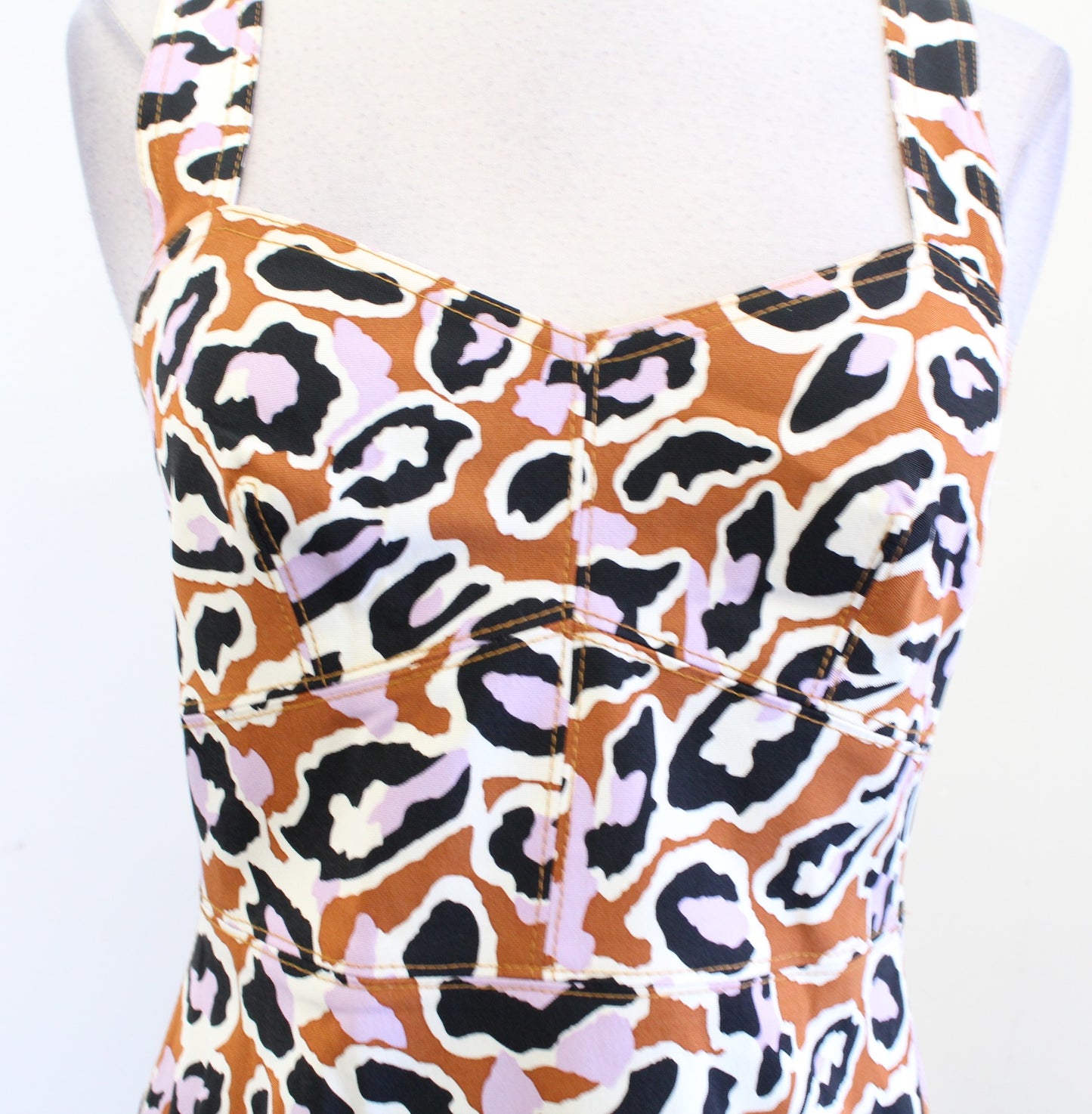 NWT J Crew Leopard Print Contrast Stitched Sheath Dress in Stretch Faille Size 2