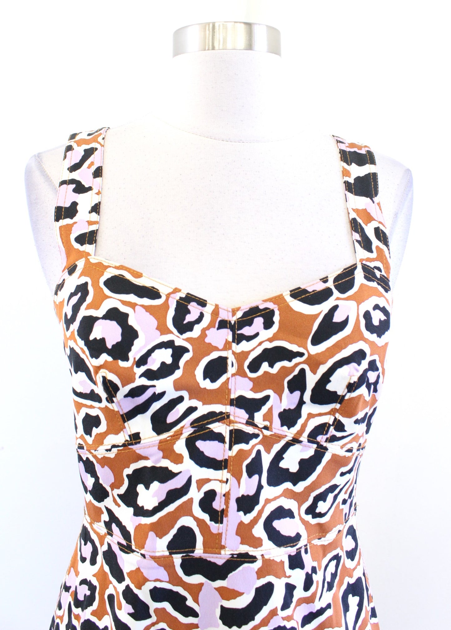 NWT J Crew Leopard Print Contrast Stitched Sheath Dress in Stretch Faille Size 2