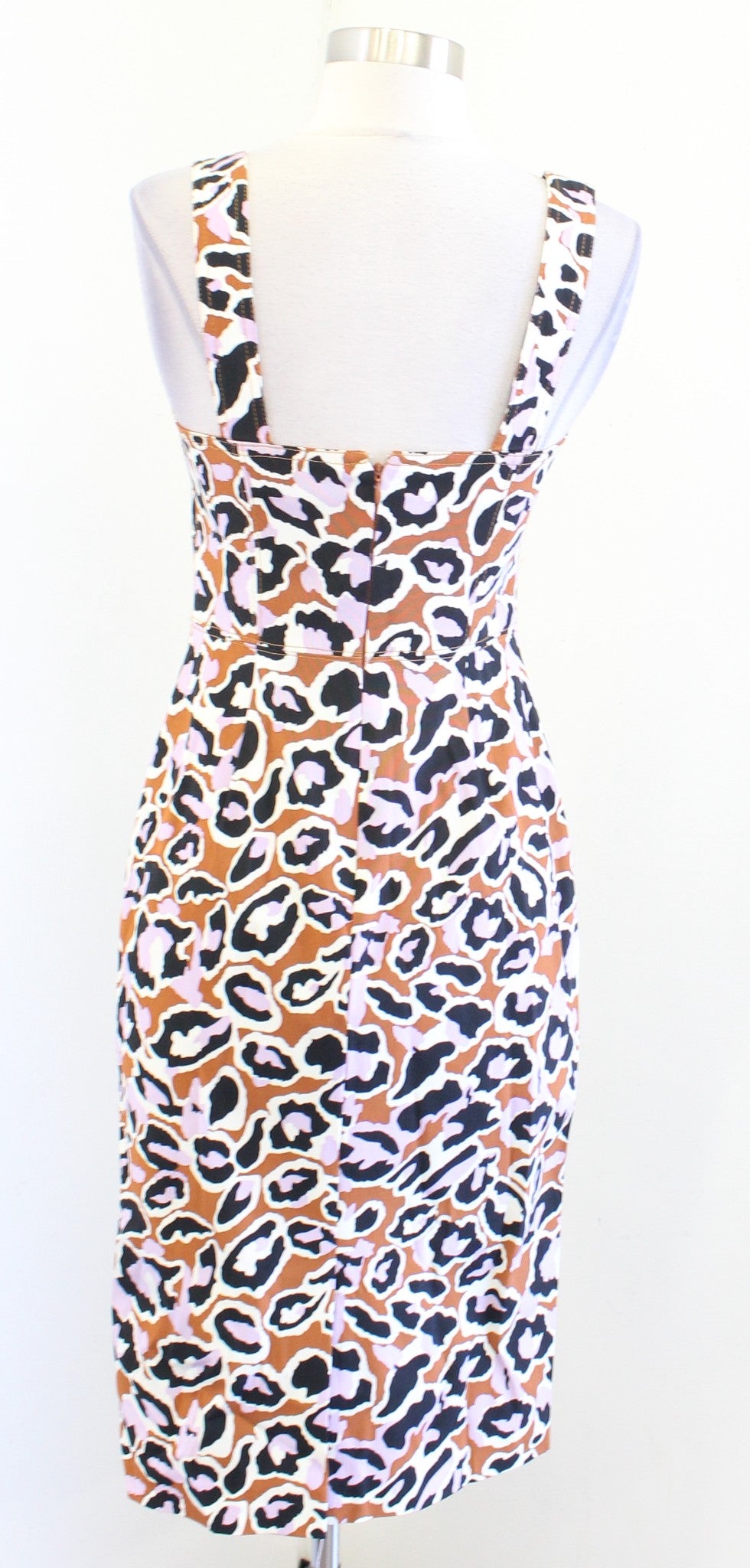 NWT J Crew Leopard Print Contrast Stitched Sheath Dress in Stretch Faille Size 2