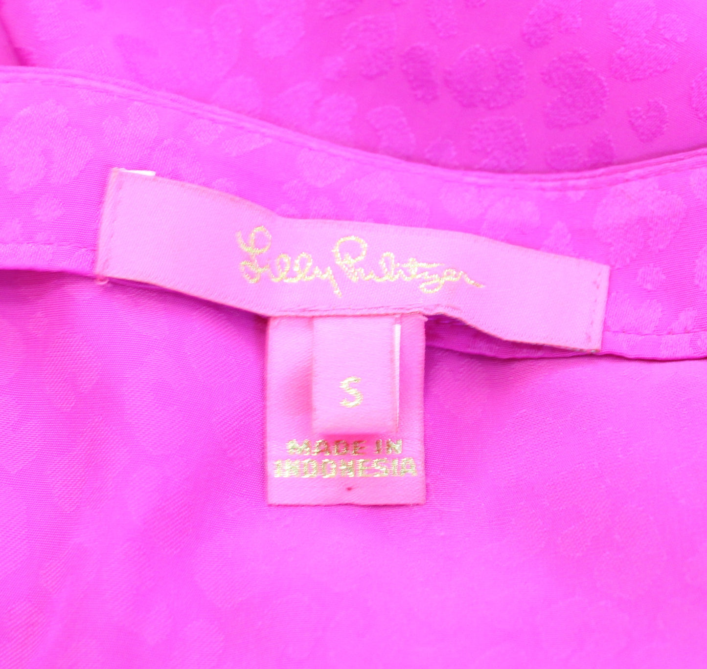 Lilly Pulitzer Lambert Leopard Jacquard Elderberry Pink Blouse Top Size S Long Sleeve