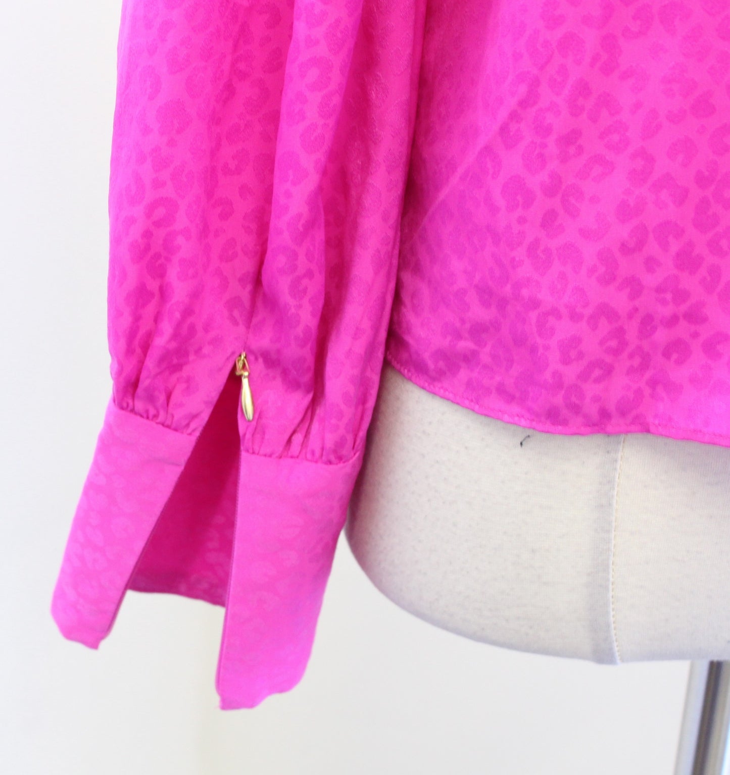 Lilly Pulitzer Lambert Leopard Jacquard Elderberry Pink Blouse Top Size S Long Sleeve