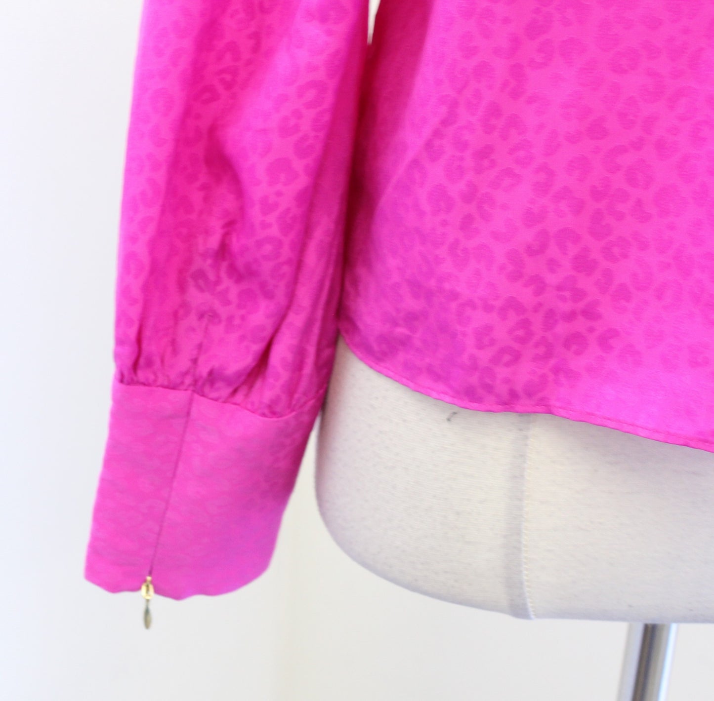 Lilly Pulitzer Lambert Leopard Jacquard Elderberry Pink Blouse Top Size S Long Sleeve