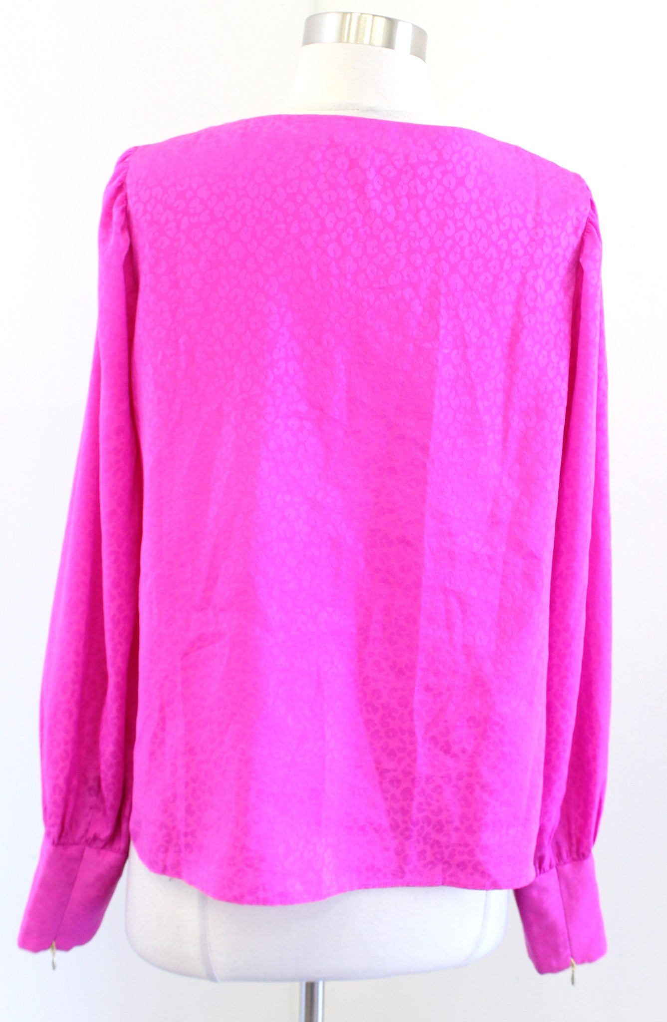 Lilly Pulitzer Lambert Leopard Jacquard Elderberry Pink Blouse Top Size S Long Sleeve