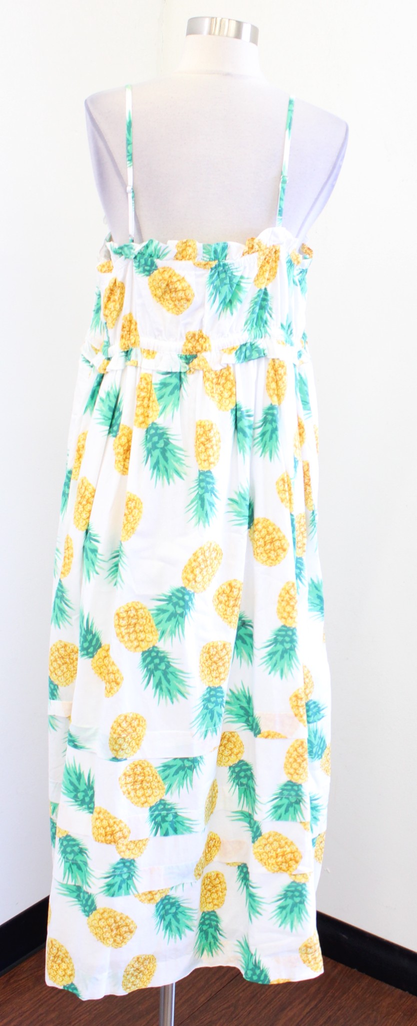 NWT J Crew Pineapple Print Square Neck Ruffle Maxi Dress Size 14 Summer Beach