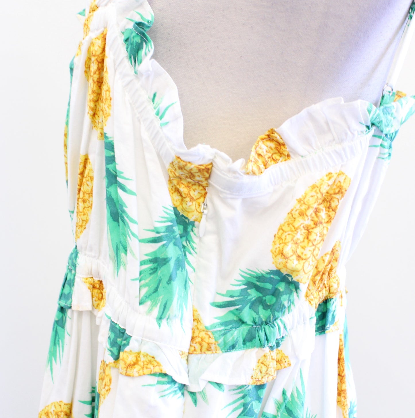 NWT J Crew Pineapple Print Square Neck Ruffle Maxi Dress Size 14 Summer Beach
