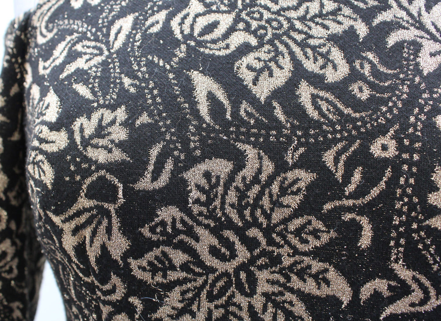 Eliza J Black Gold Metallic Floral Knit Cold Shoulder Sheath Dress Cocktail 2P