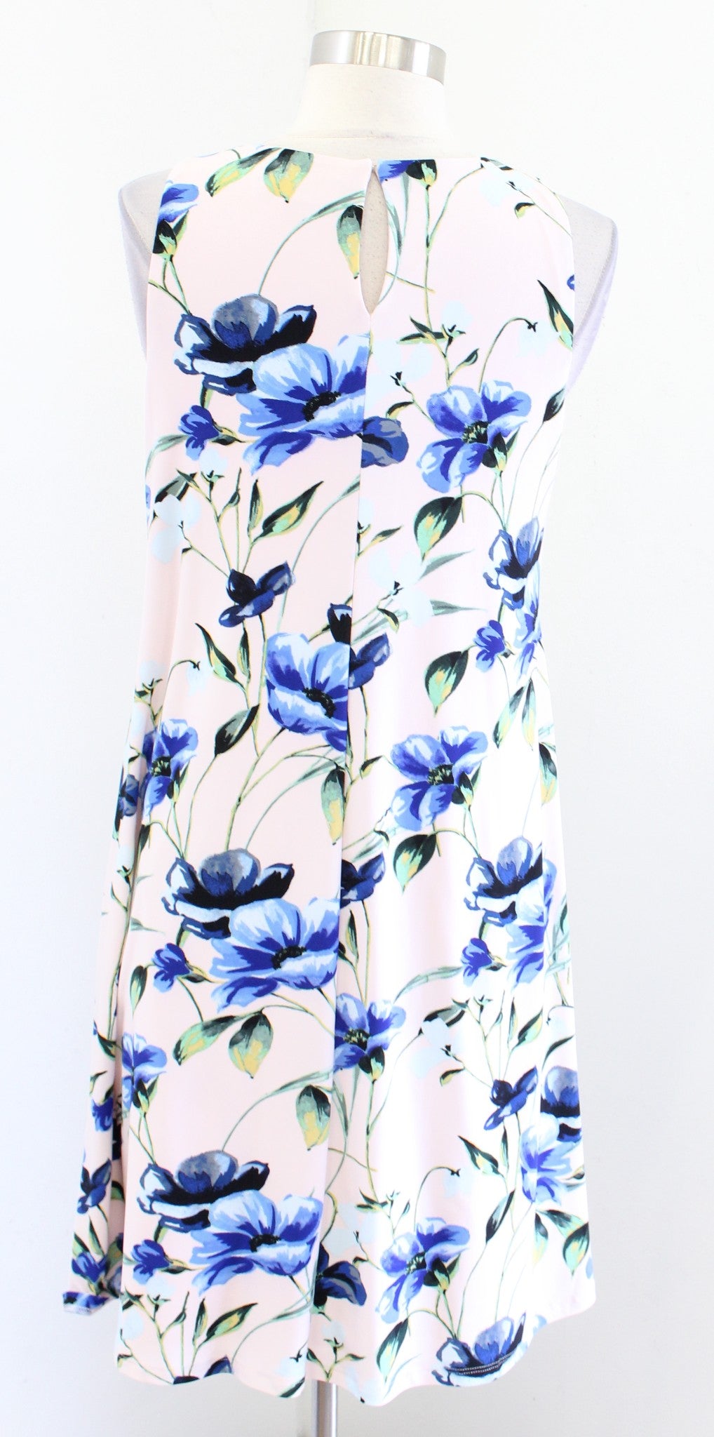 Lauren Ralph Lauren Blush Pale Pink Blue Floral Jersey Shift Swing Dress Size 6
