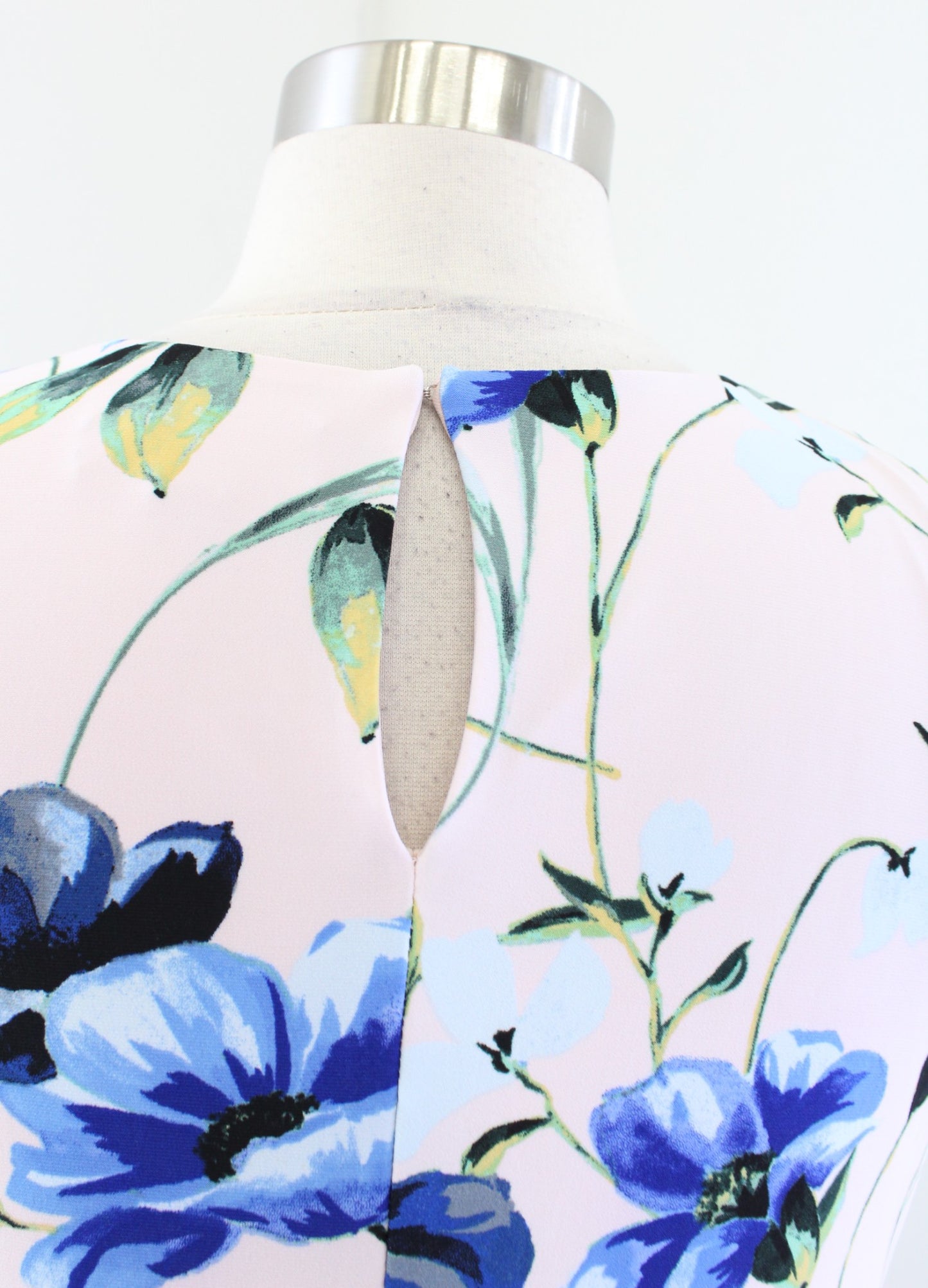 Lauren Ralph Lauren Blush Pale Pink Blue Floral Jersey Shift Swing Dress Size 6