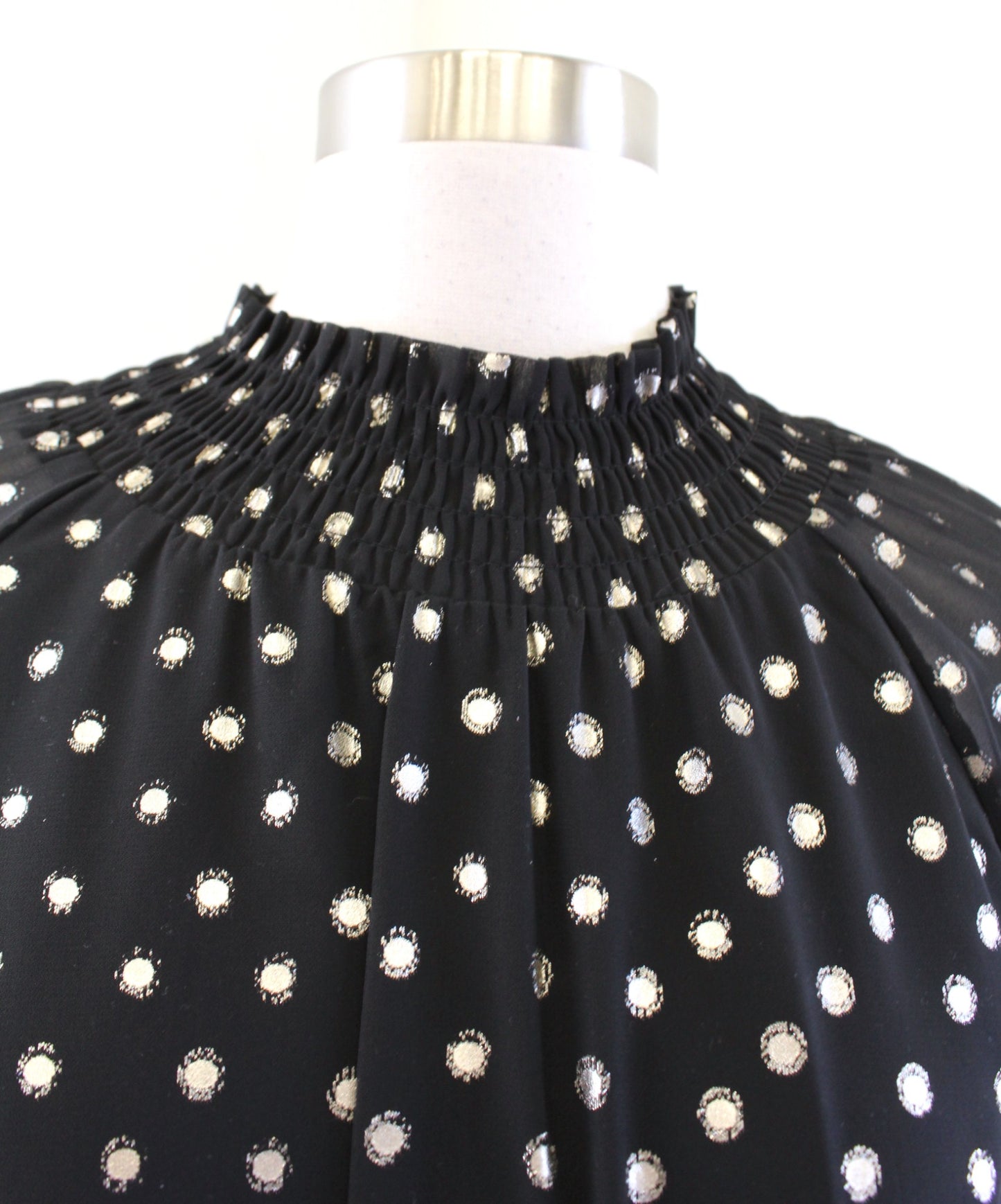 Yumi Kim Class Act Hot Spot Black Gold Polka Dot Smocked Layered Dress Size XL