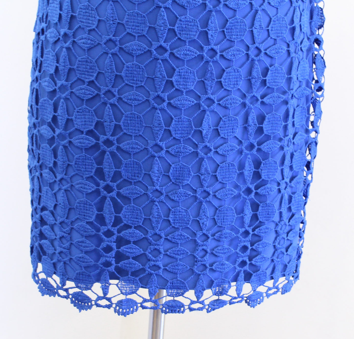 Lauren Ralph Lauren Womens Blue Geometric Lace Illusion Sheath Dress Size 2