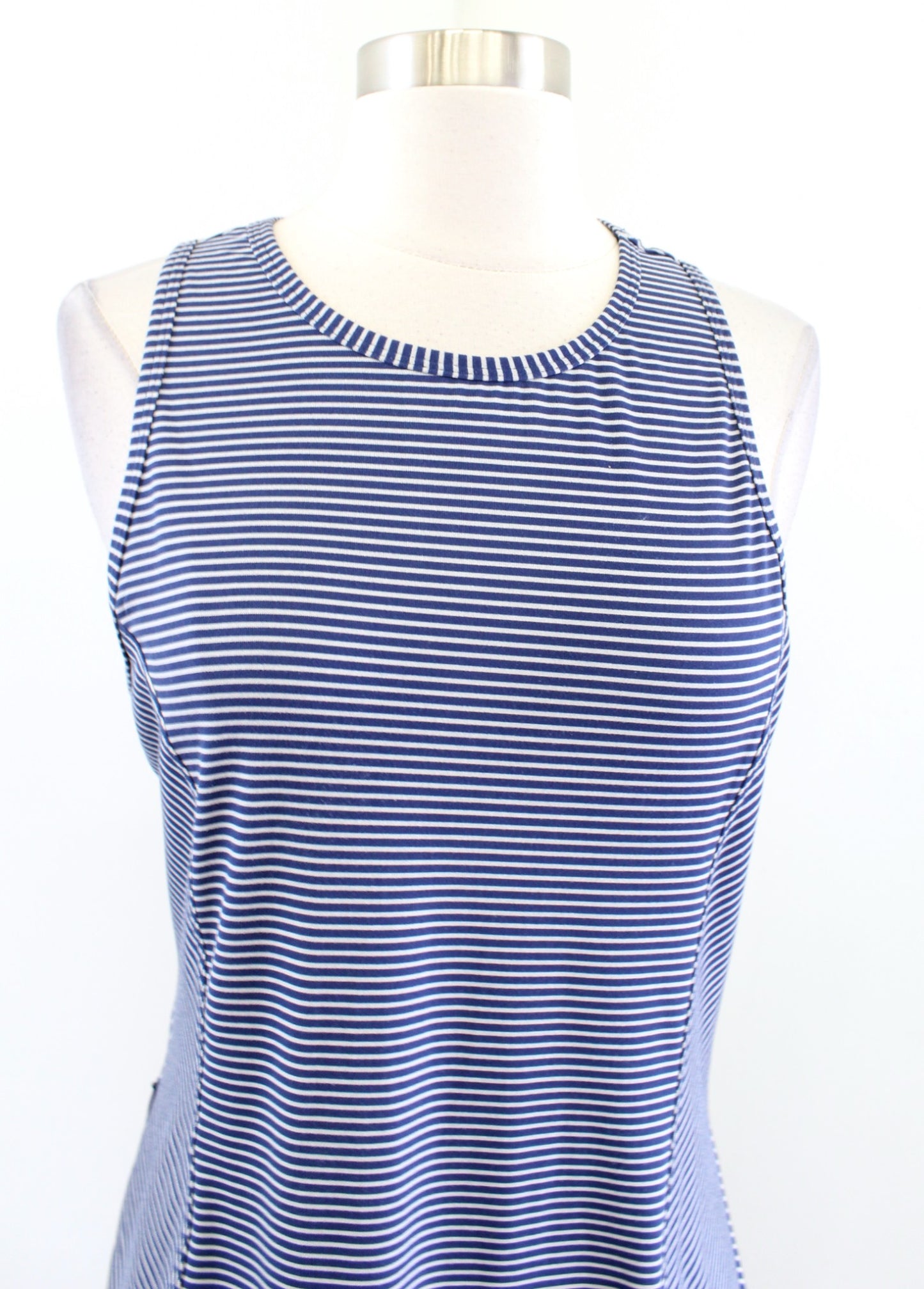 Title Nine Womens Navy Blue Striped Buttah Knit Athletic Tank Dress Size S